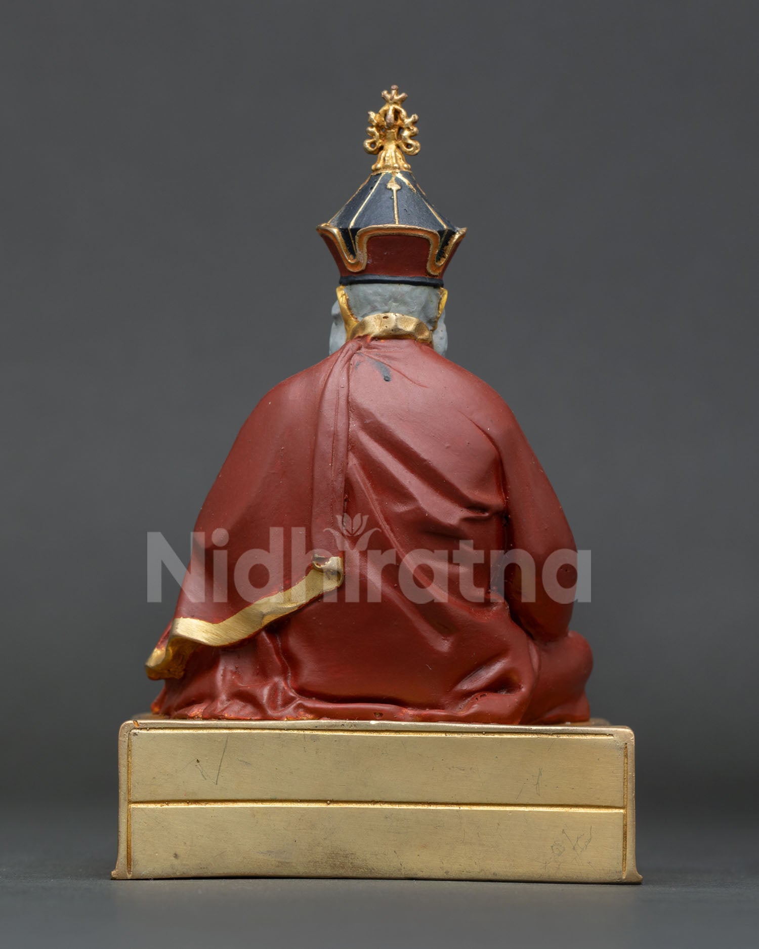 back view chatral rinpoche statue back details copper craftsmanship gold throne engraving nepalese ritual art