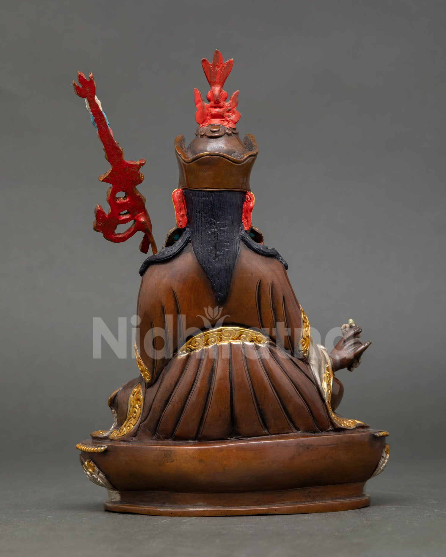 Back View of Handcrafted Guru Rinpoche Statue Made by Newari Artist from Patan Nepal Buddhist Deit
