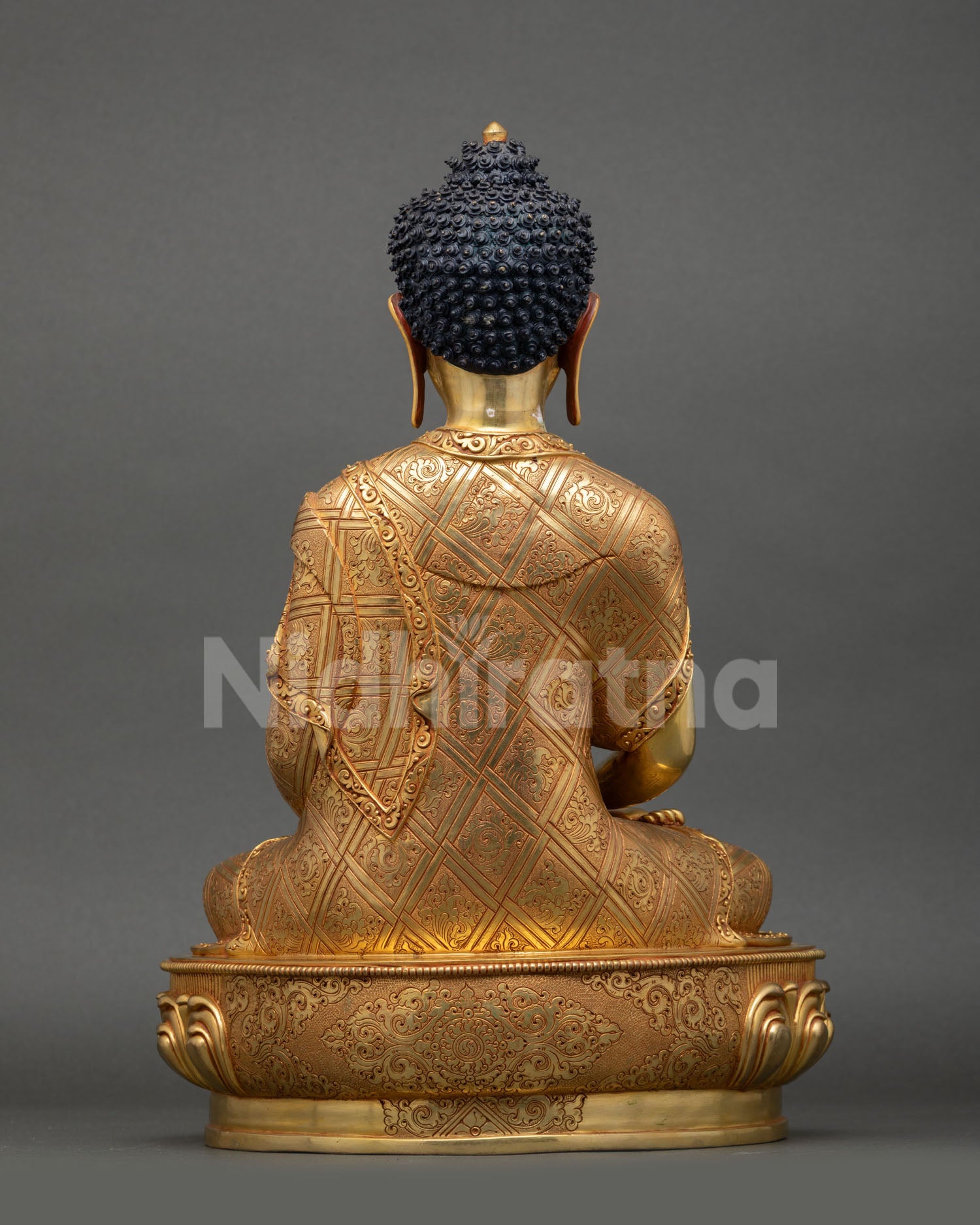 Back view of Himalayan Amitabha Buddha statue designed for Buddhist altar decor and meditation space placement