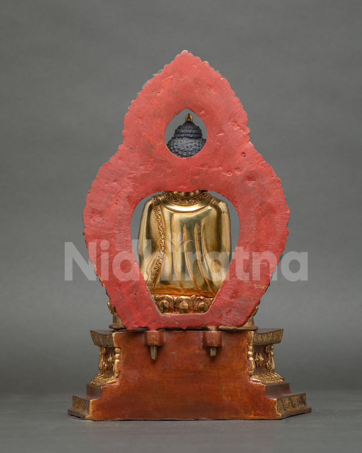 Back View of Amitabha Buddha Statue with Intricate Aureole