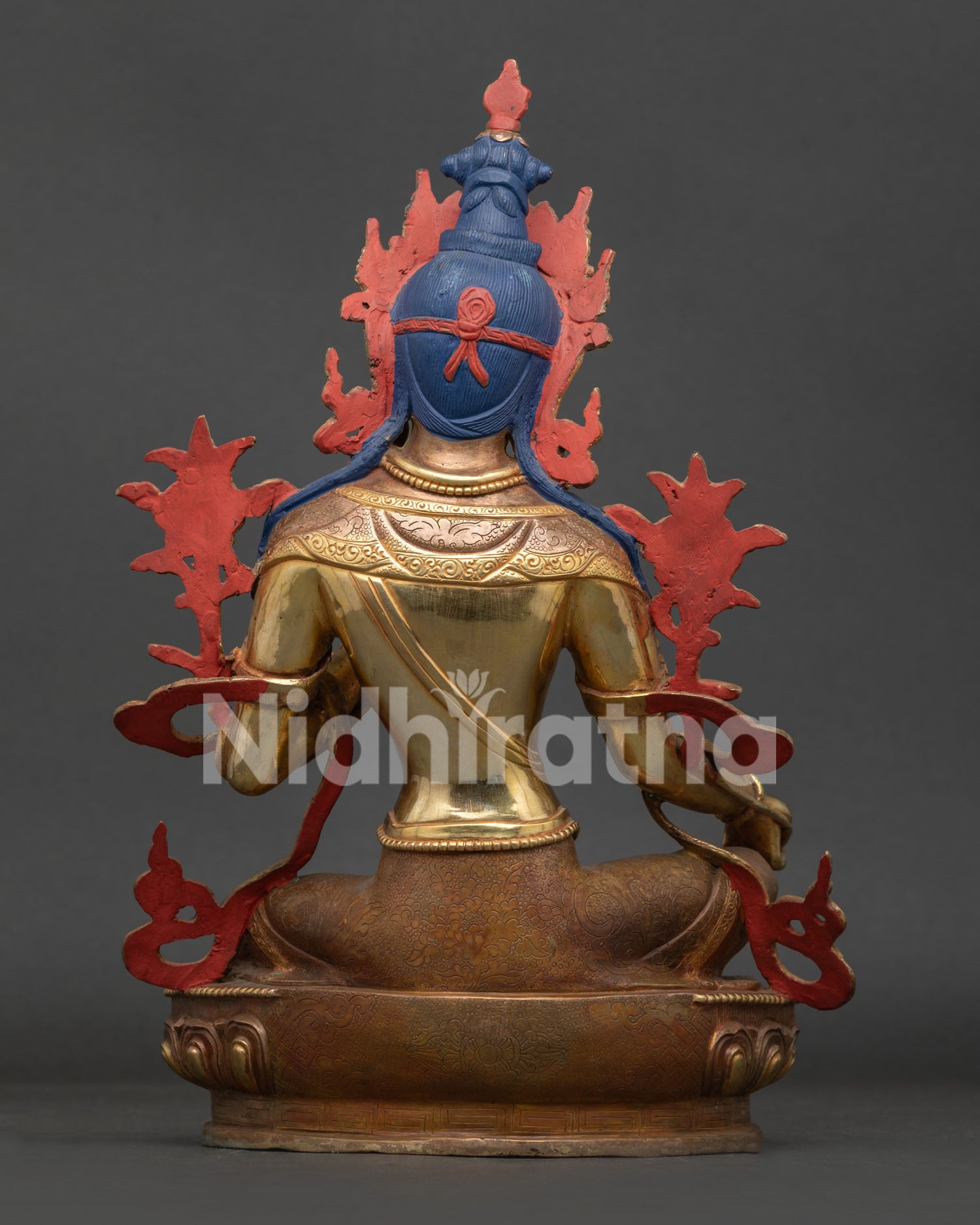 Back View of Handcrafted Green Tara Statue by Newari Artisans from Patan, Nepal