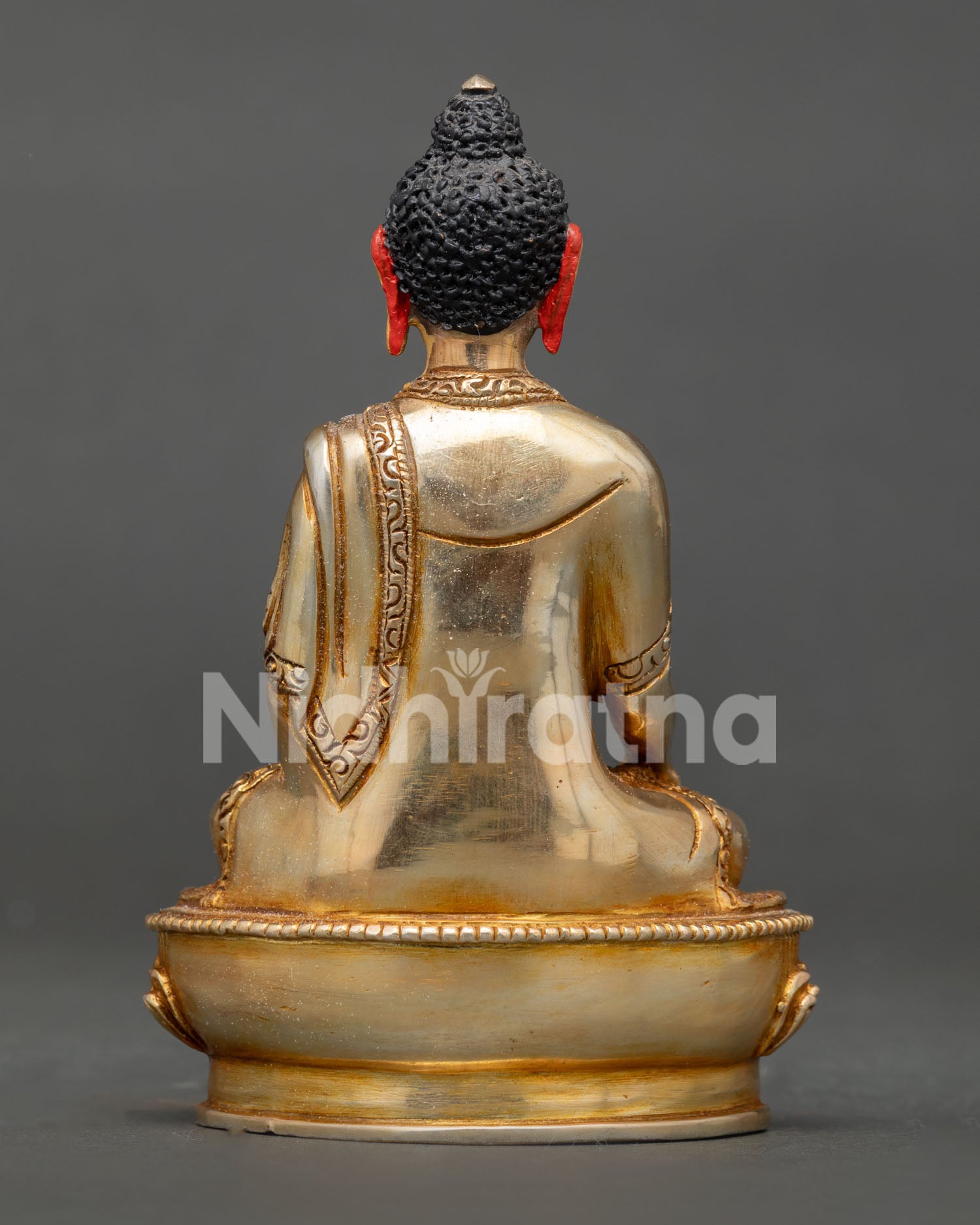 Back view of Handmade Shakyamuni Buddha Statue, crafted using lost-wax casting method