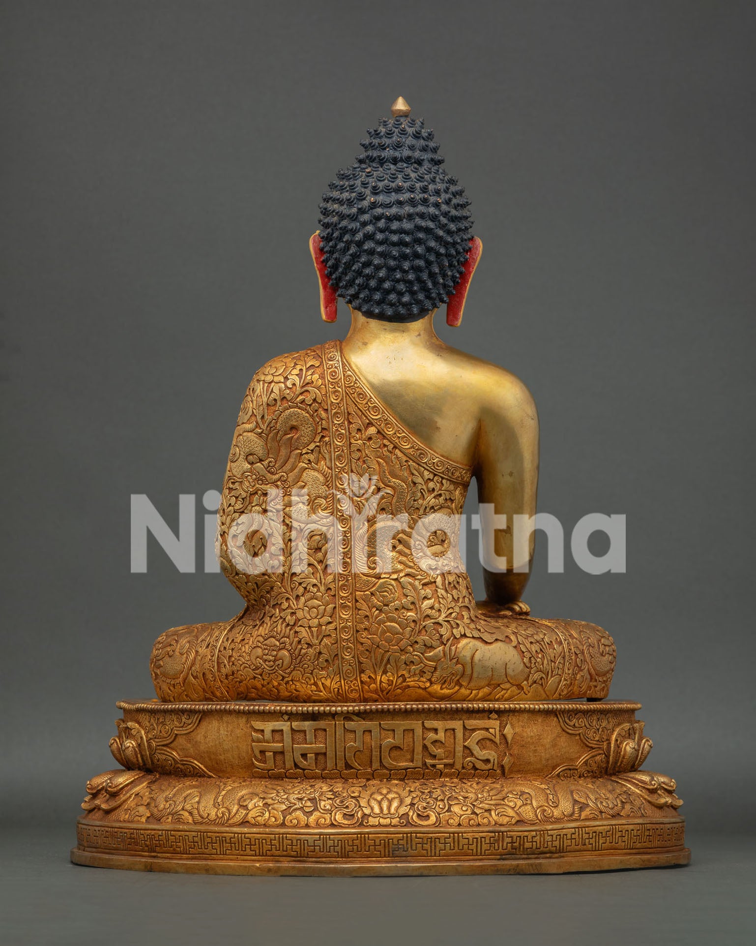 Back View of Handmade Shakyamuni Buddha Statue with Fine Nepalese Craftsmanship