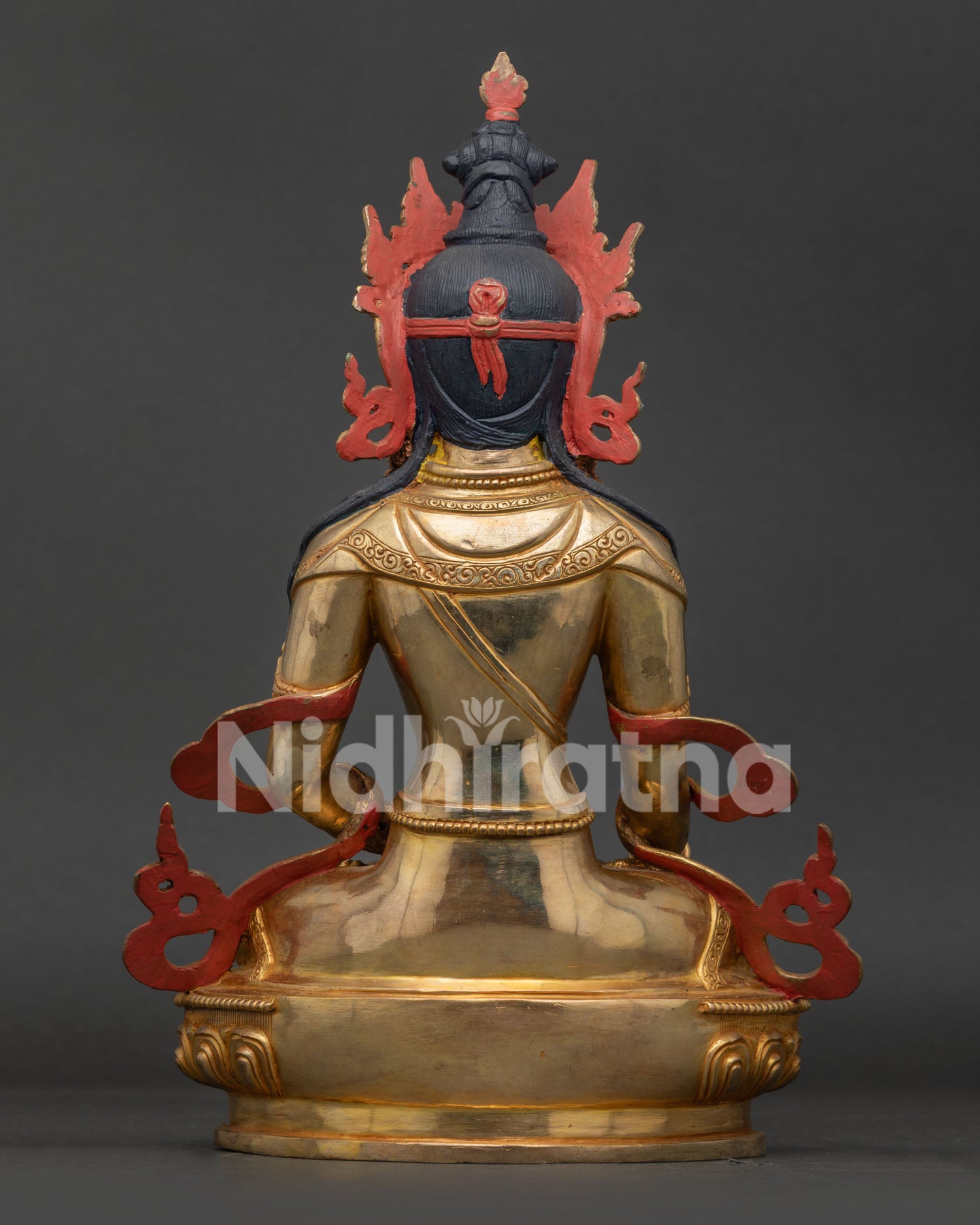Back View of Himalayan Mitrugpa Statue, Handmade by Newari Artisans in Patan, Nepal