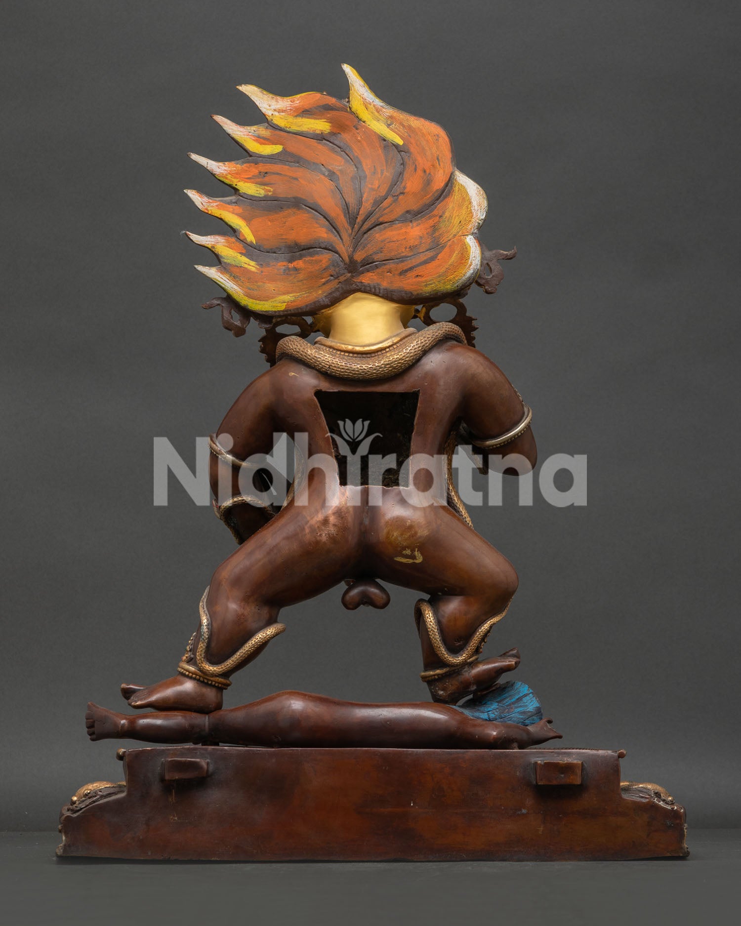 Back View of Nepalese Black Dzambhala Statue with Handcrafted Lost Wax Casting Details