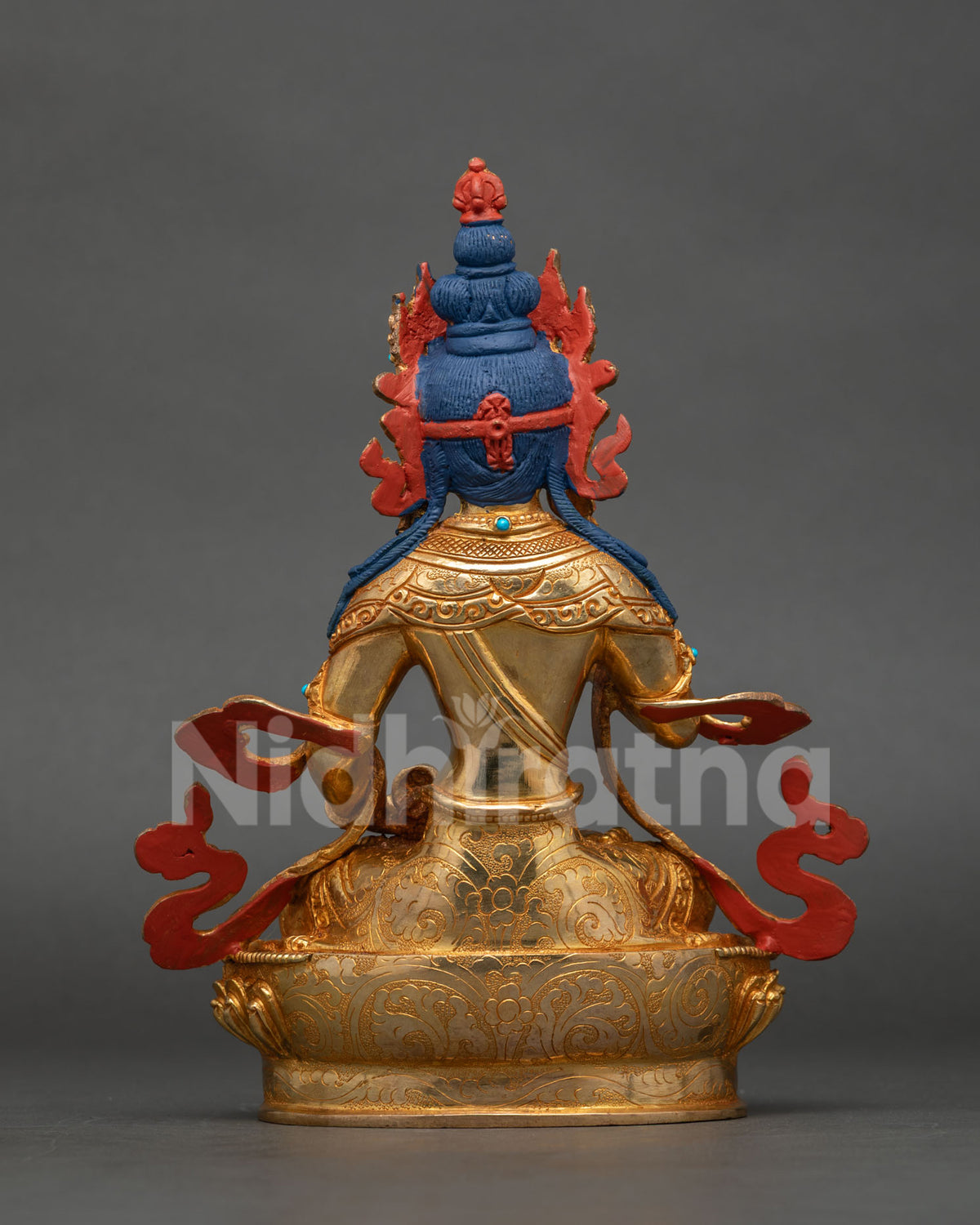 Back view of Vajrasattva Statue showcasing intricate Newari craftsmanship