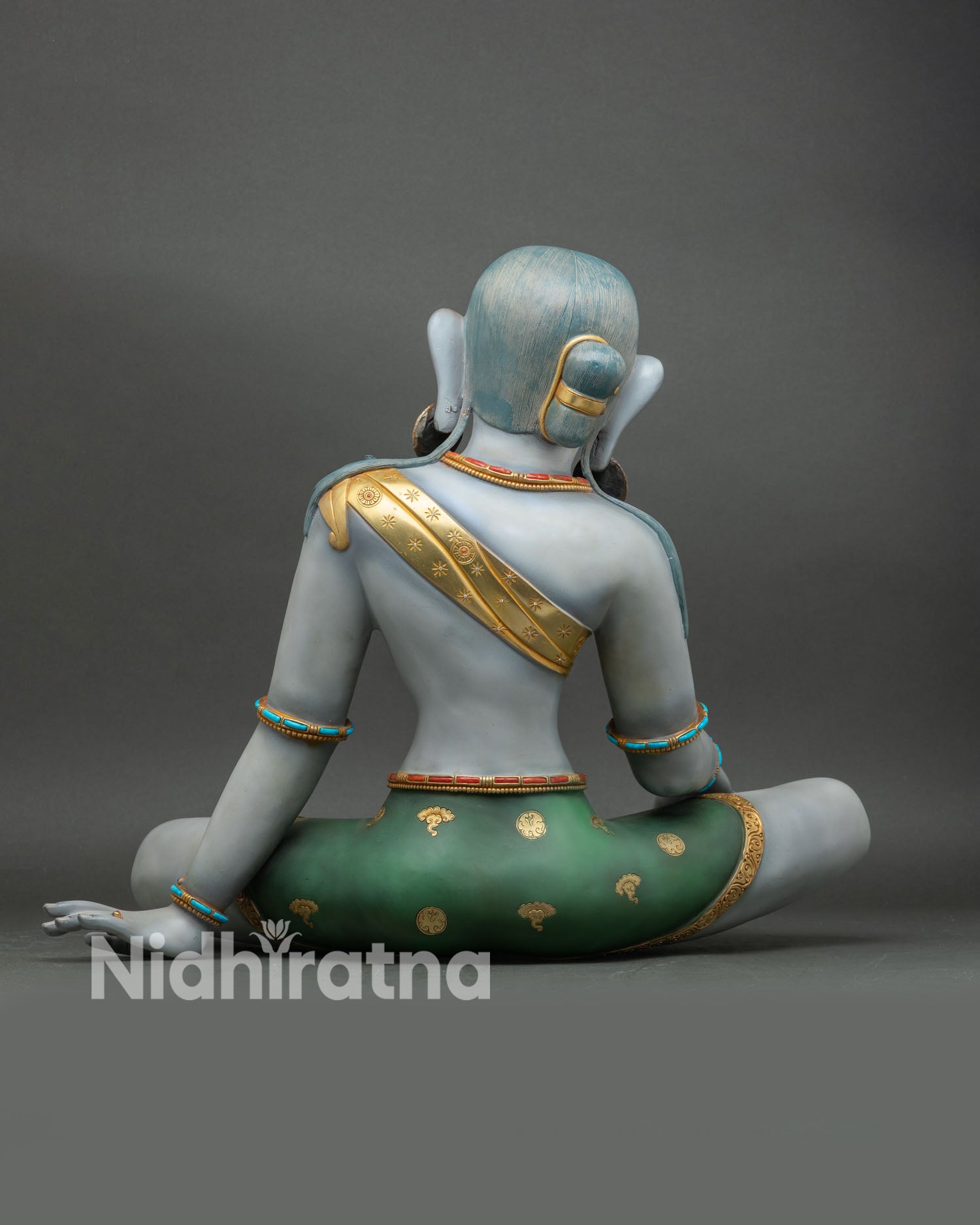 Back view Parvati Statue handcrafted nepal artisan work lost wax casting gold details spiritual home temple decor