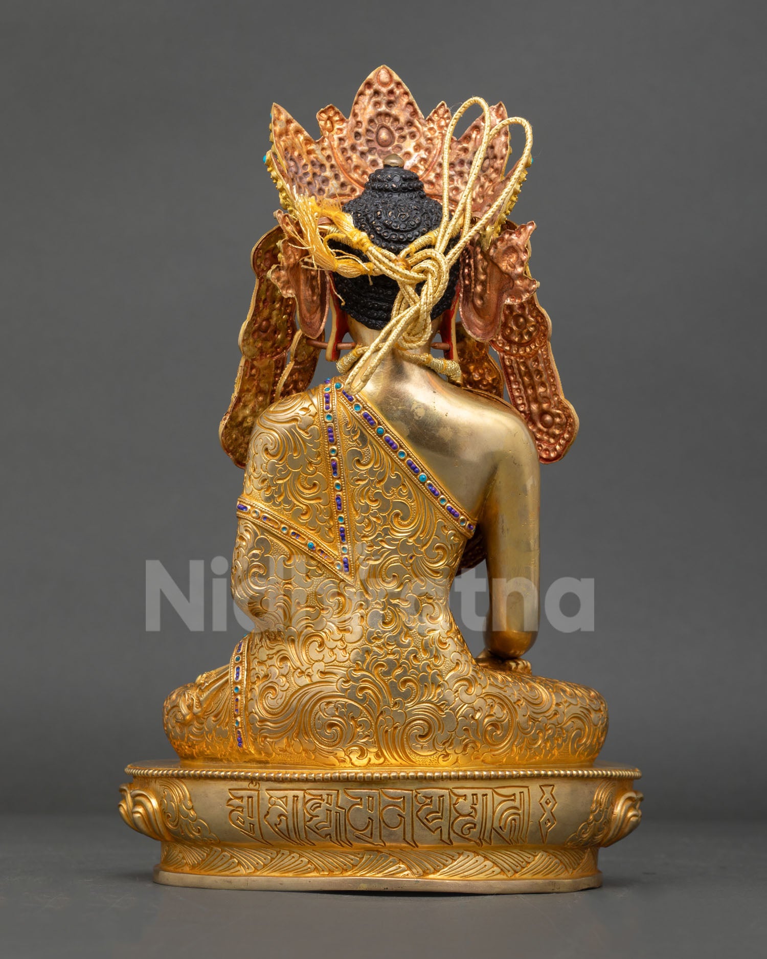 Back view of sacred Jowo Rinpoche Buddha statue for Buddhist altar, meditation space and spiritual home decor, inspired by Nepal craftsmanship