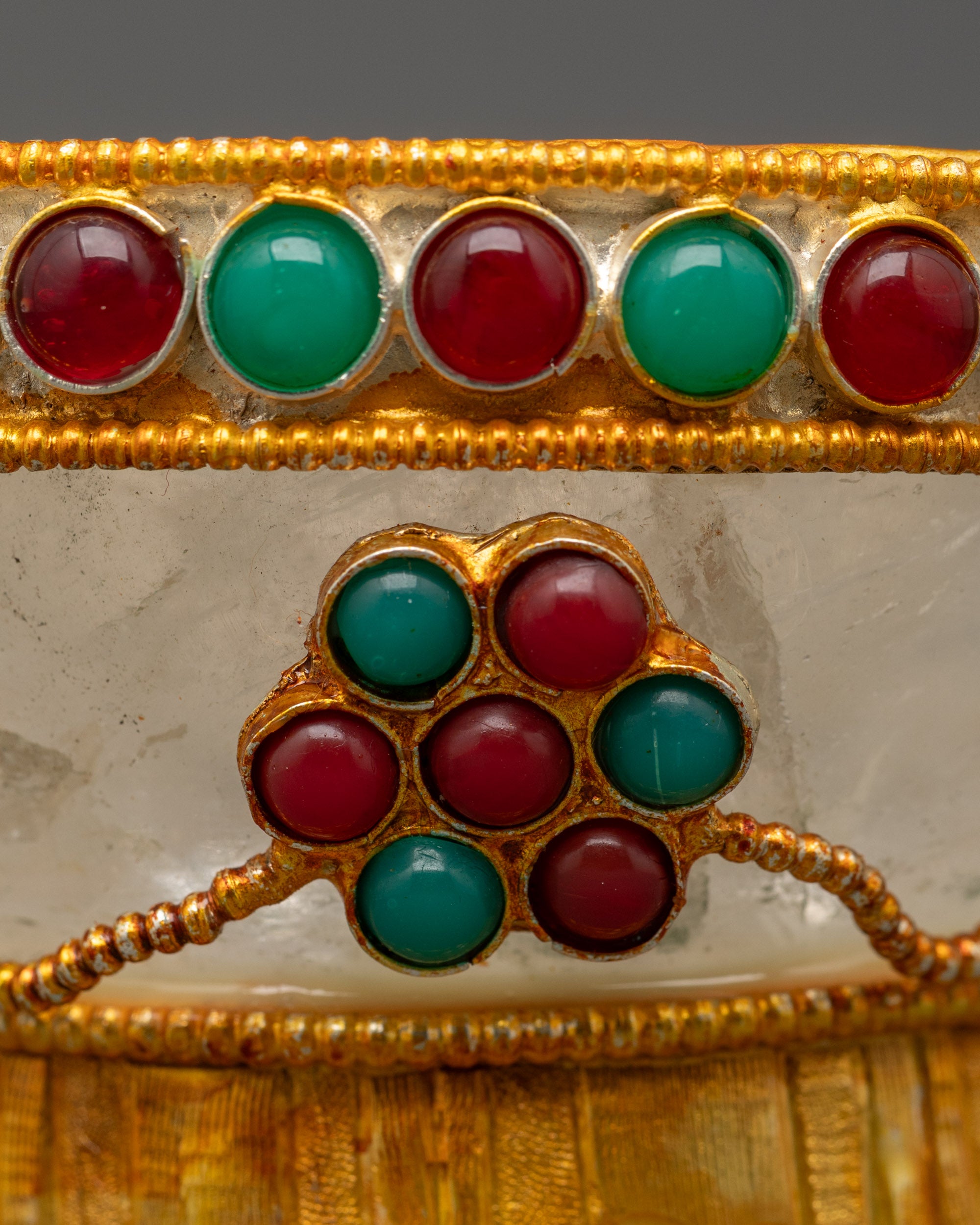 back view gold-plated Tibetan ritual Kapala symbolizing spiritual transformation