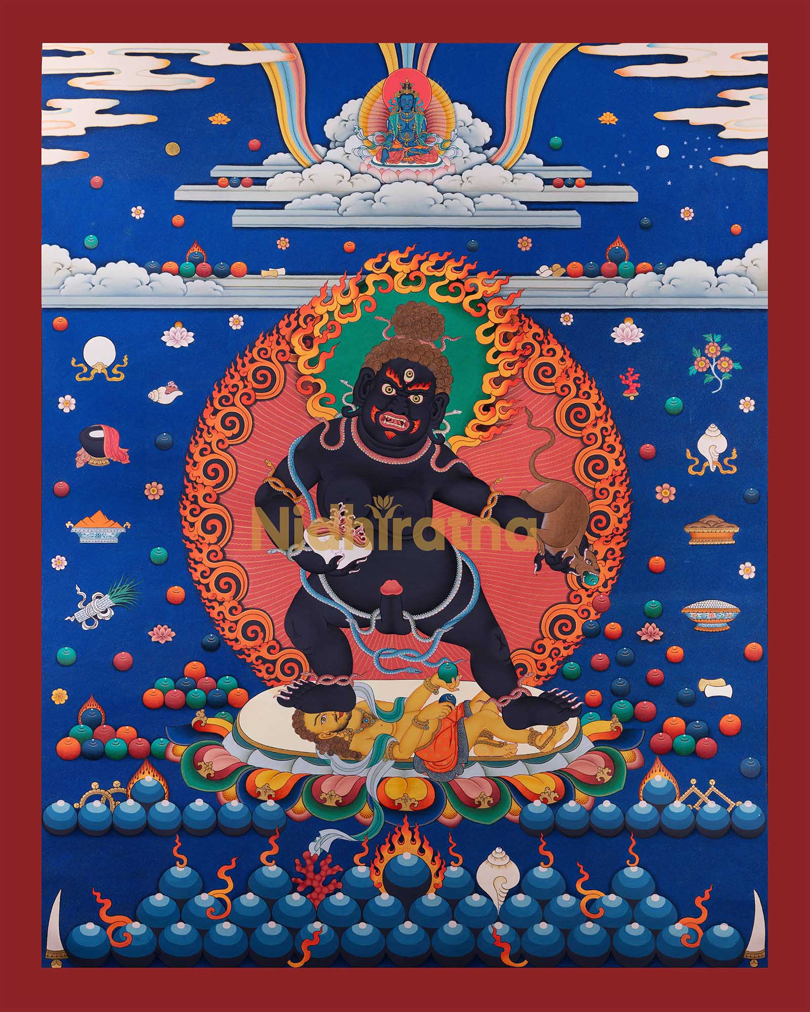 Black Dzambhala Thangka Print