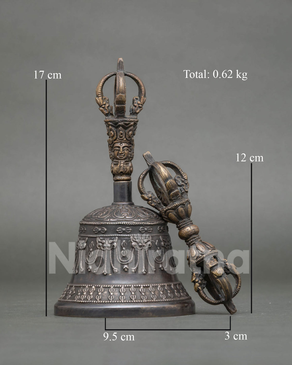 Bronze Vajra and Bell Set, handcrafted by Newari artisans from Patan, Nepal