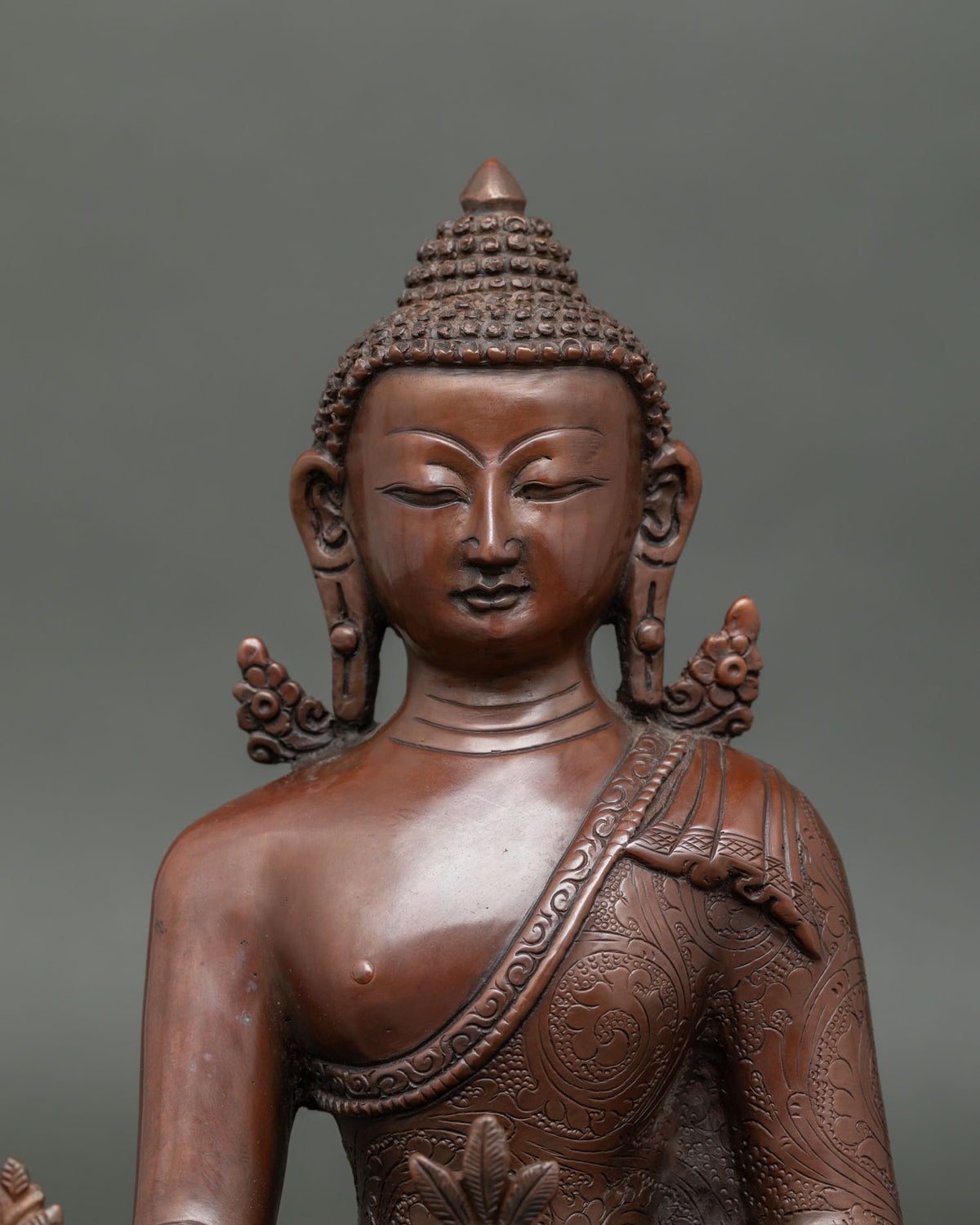 Buddhist Healing Master statue with intricate Nepalese craftsmanship for meditation altars and sacred spaces