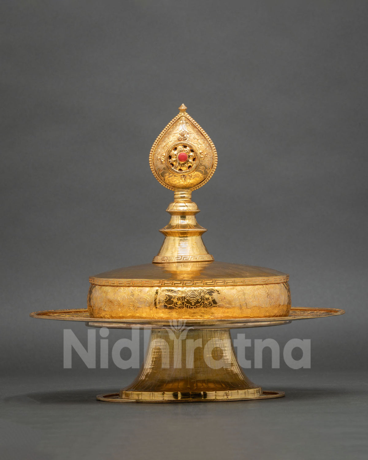 Buddhist mandala offering set with concentric rings for sacred ritual offerings