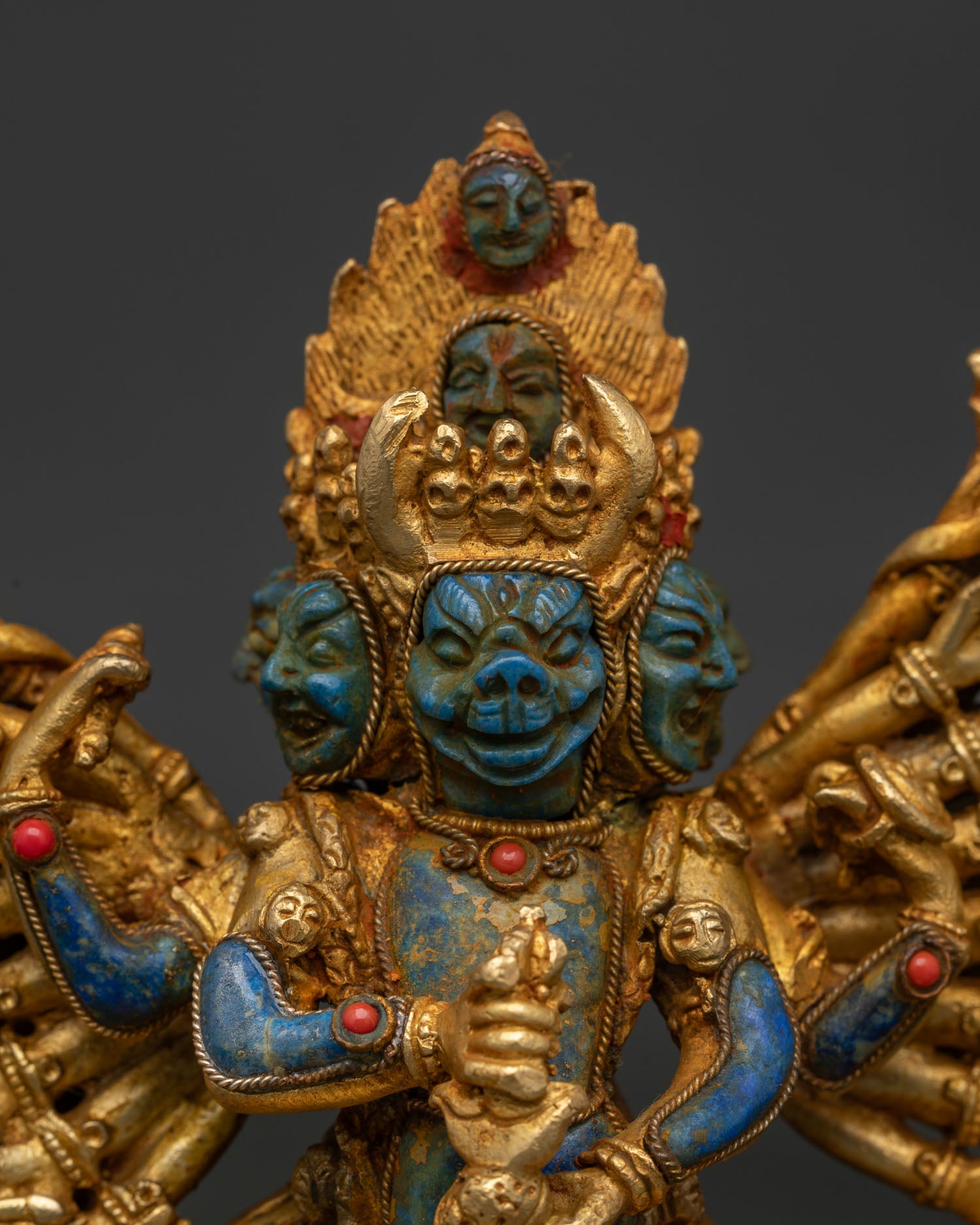 Buddhist Yamantaka artwork featuring lapis lazuli copper and gold gilding
