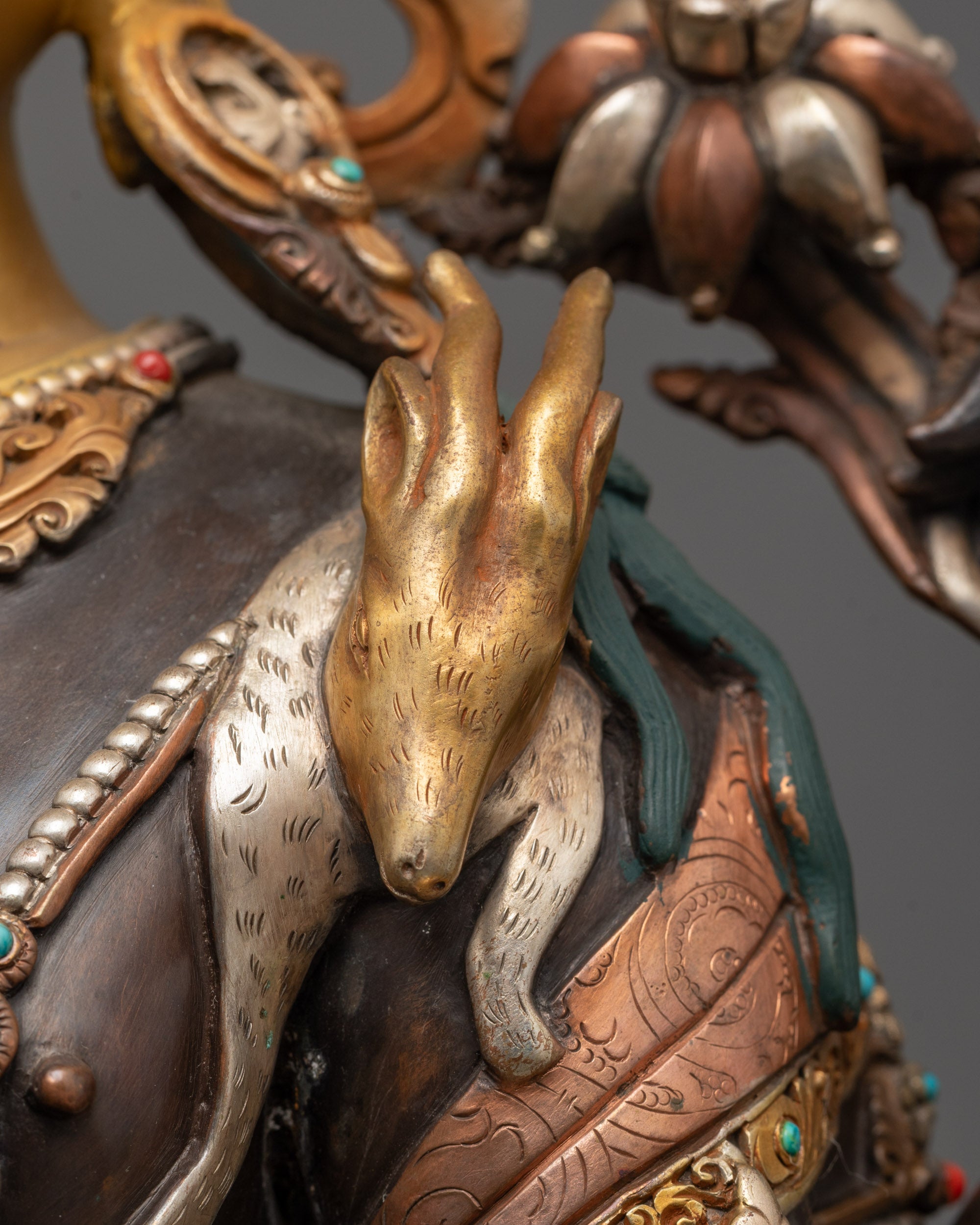 Oxidized Four-Armed Chenrezig Sculpture | Handcrafted Buddhist Art