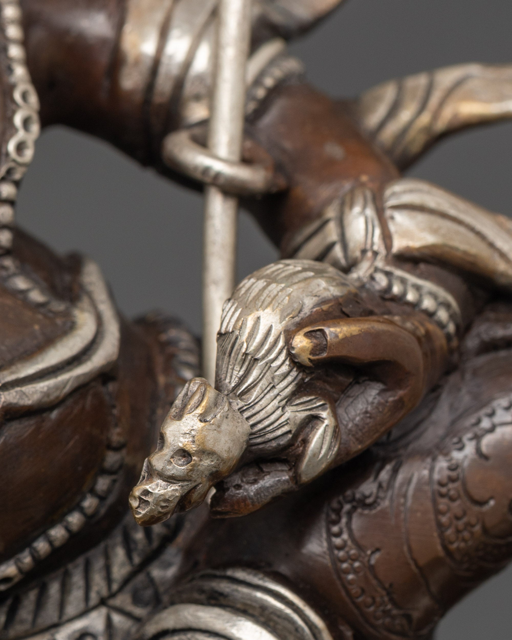 Hand-Finished White Dzambhala Statue | Authentic Oxidized Copper Craft