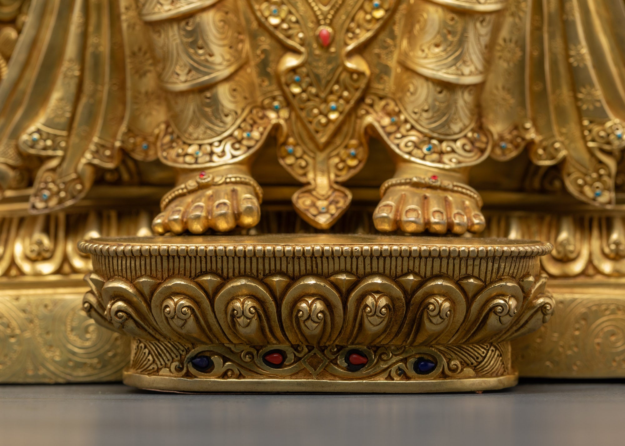 Maitreya Buddha Statue | Himalayan Artwork with 24K Gold-Gilded Face
