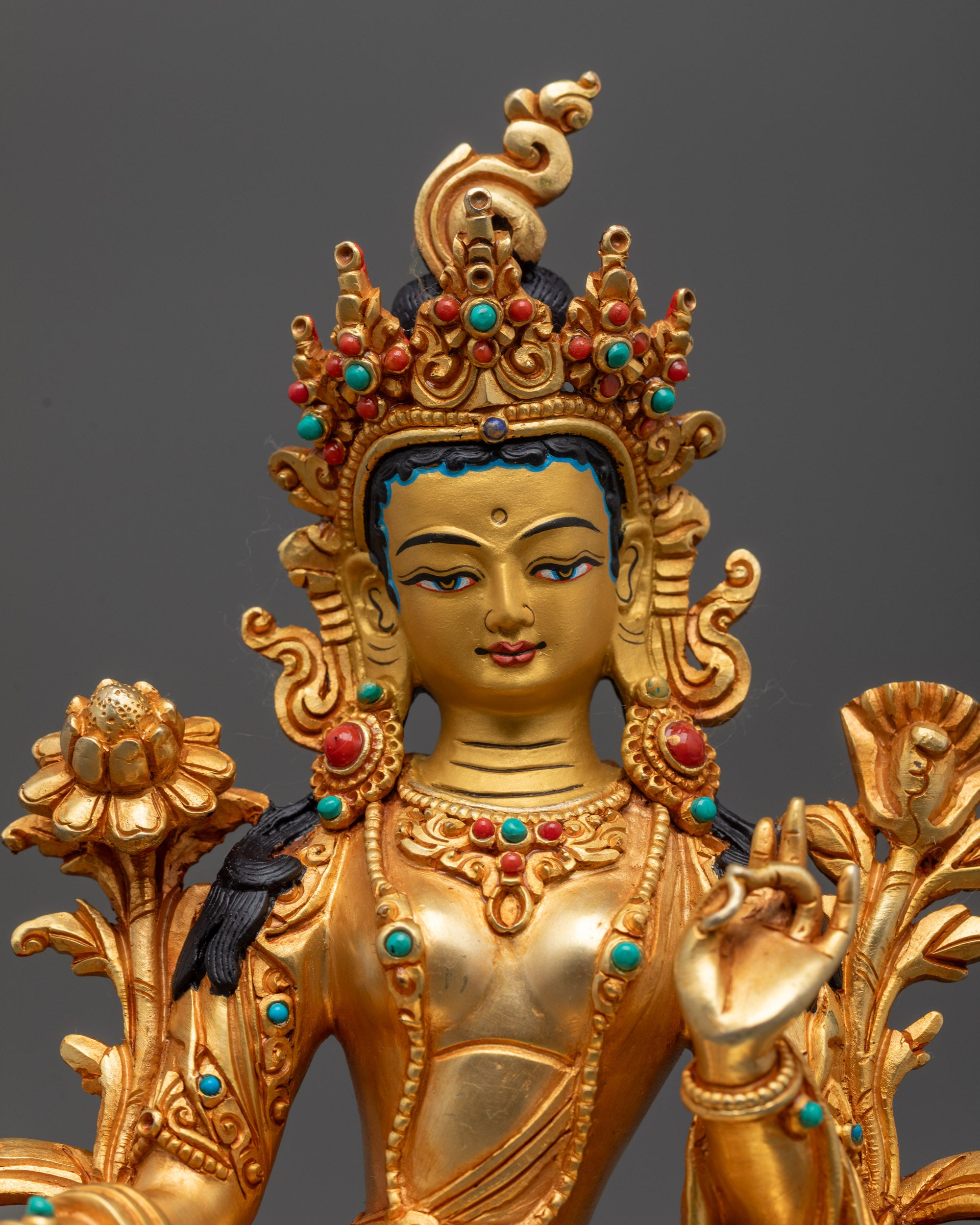 Hand-Carved Green Tara Statue | Divine Compassion Deity from Nepal