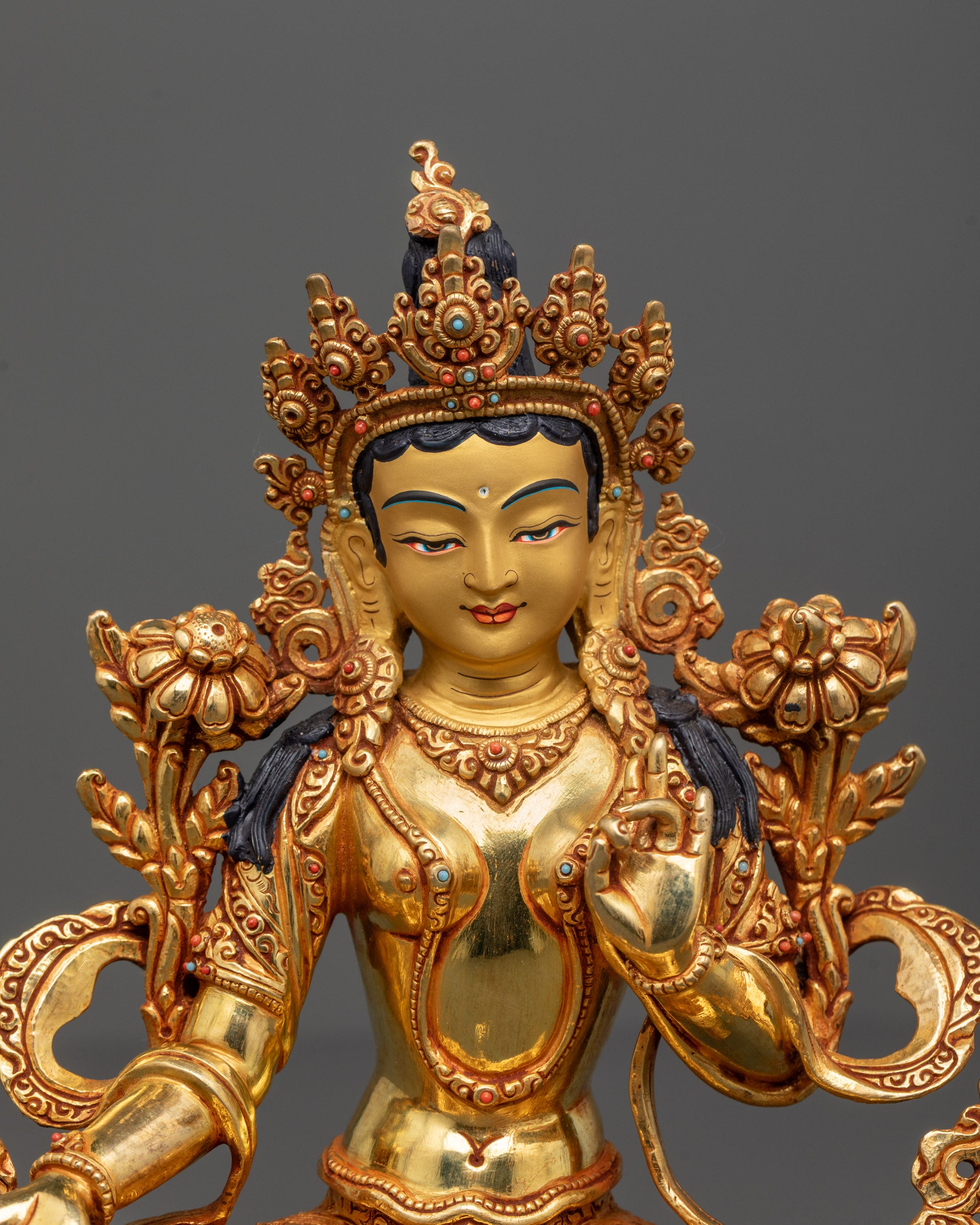 Blessed Green Tara Statue | Intricate Copper Art