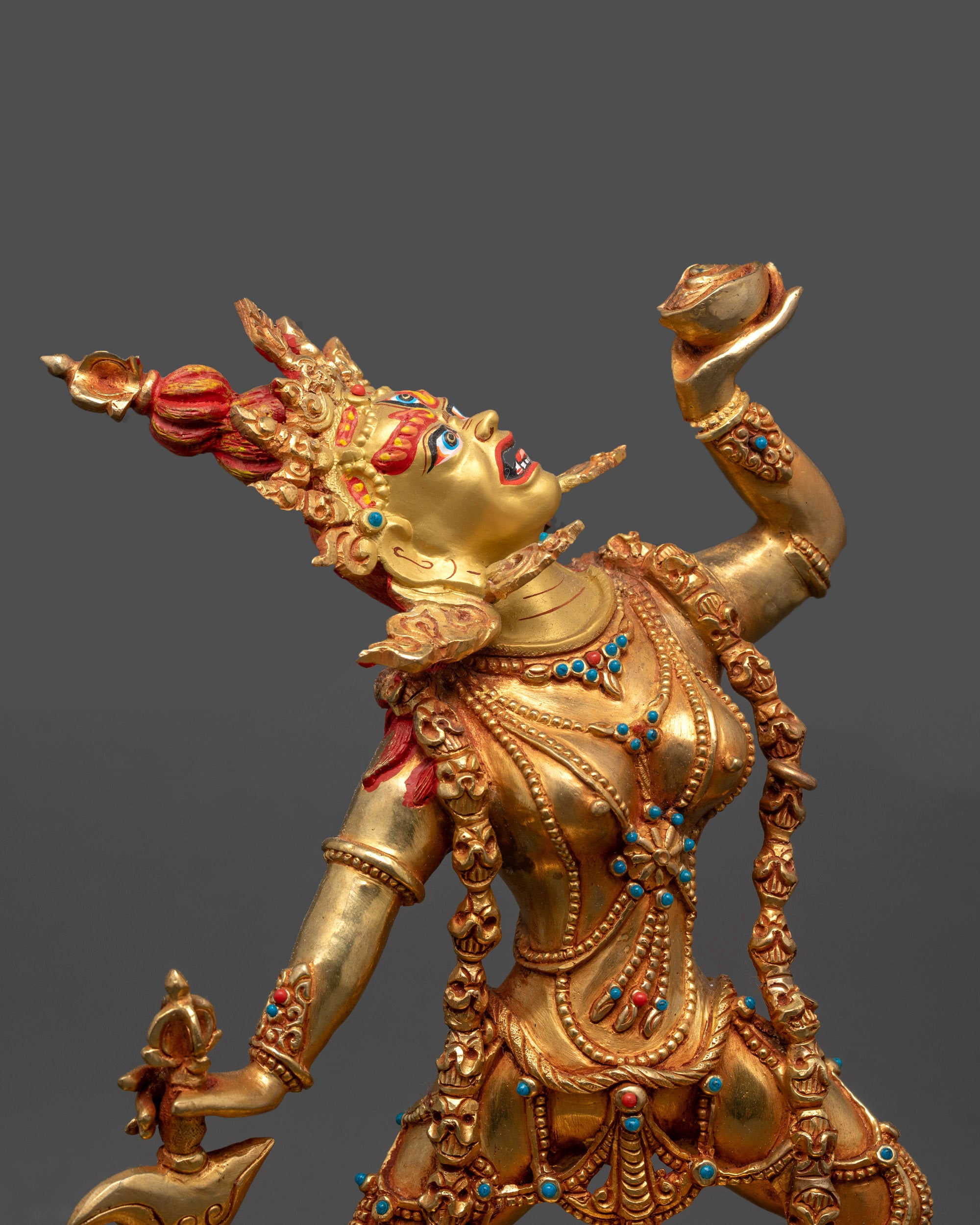 Gold Gilded Divine Vajrayogini Statue | Nepalese Tantric Deity Art