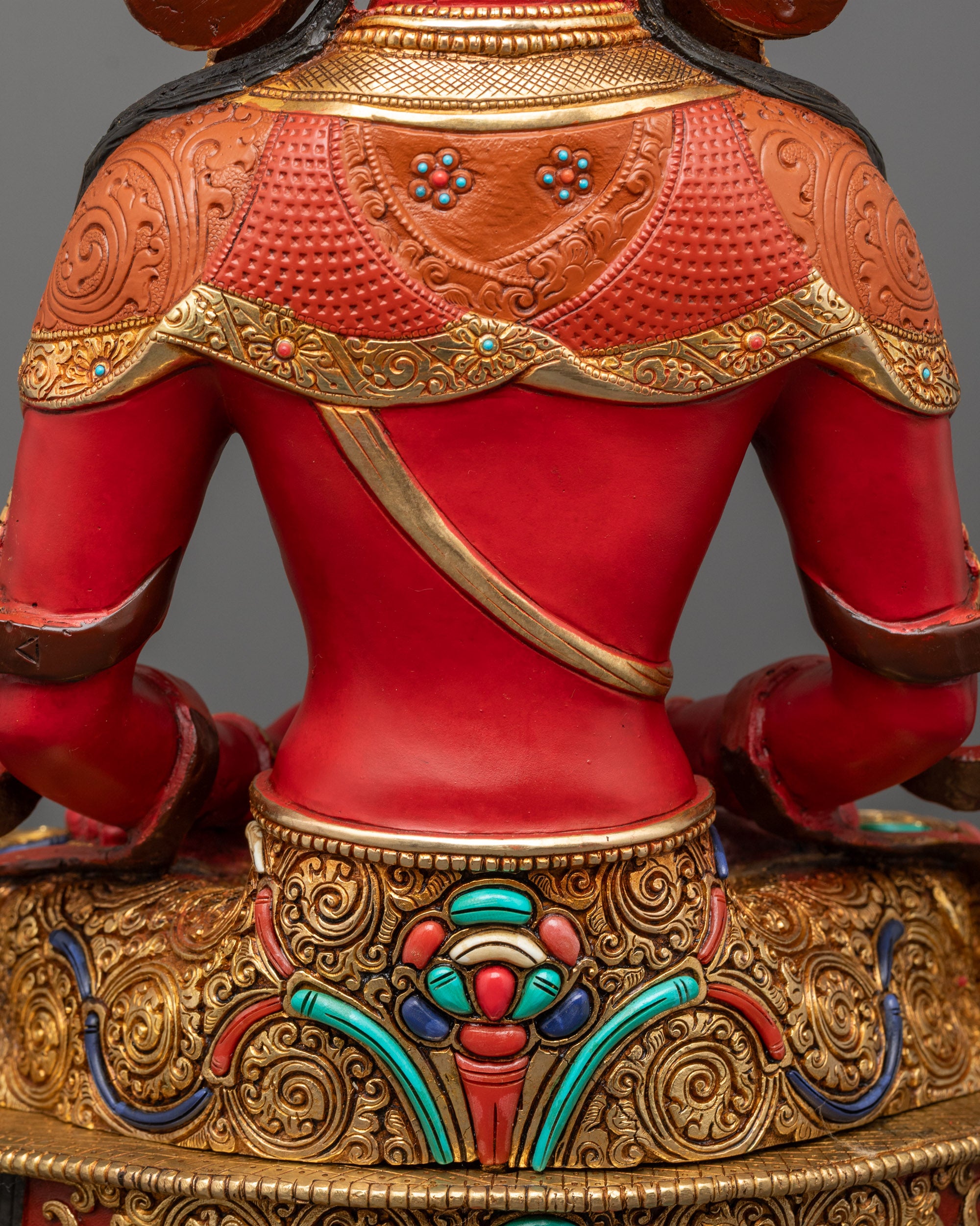 Red Hued Amitayus Statue | Nepalese Buddhist Sculpture for Longevity