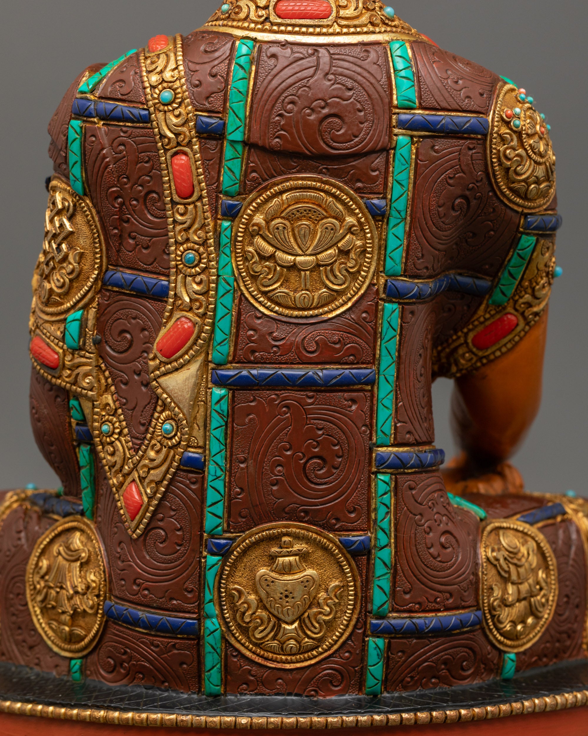 Premium Hand-Carved Shakyamuni Buddha Sculpture | Colored Statue