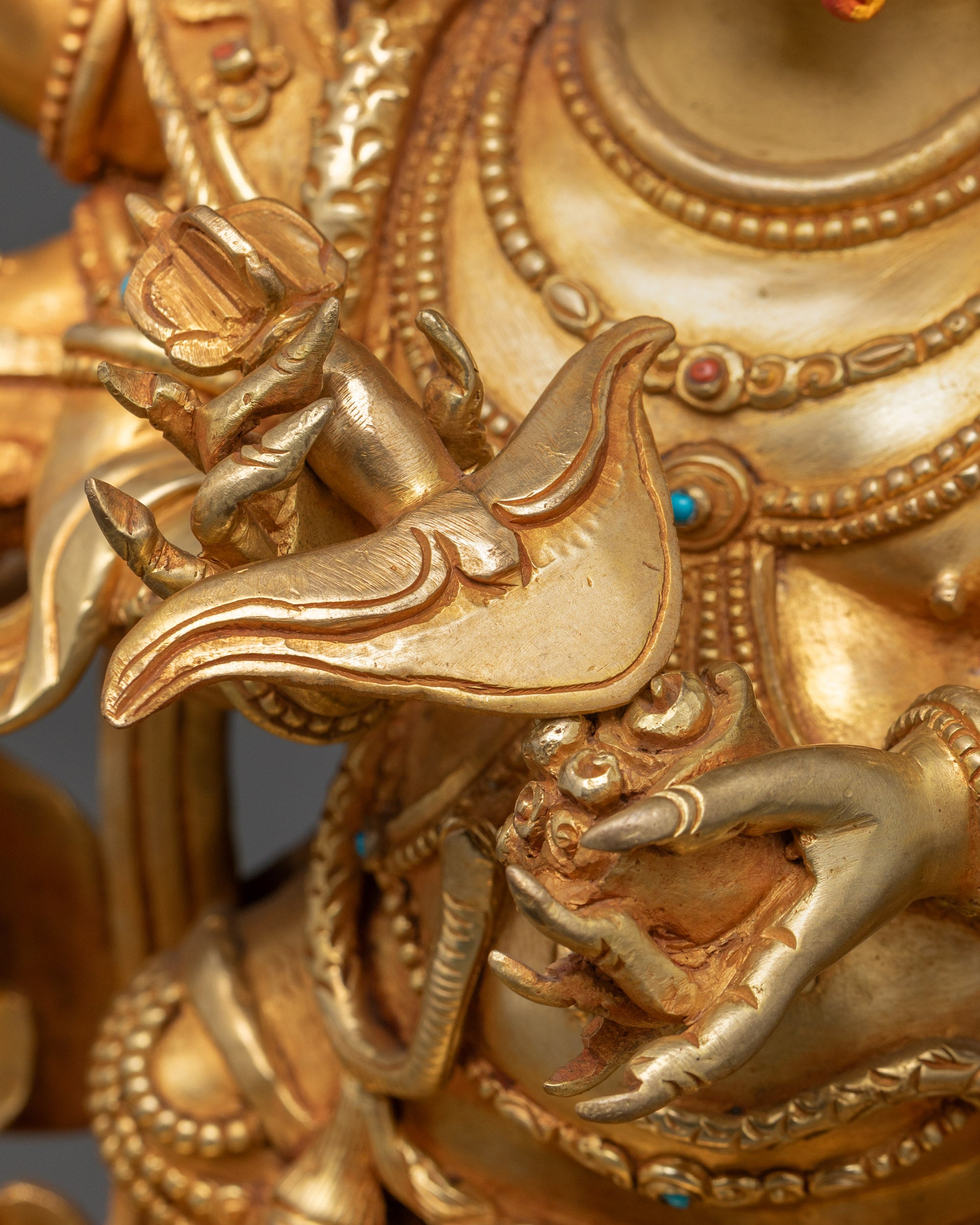 Six Armed Mahakala Sculpture | Hand-Carved Buddhist Wrathful Deity