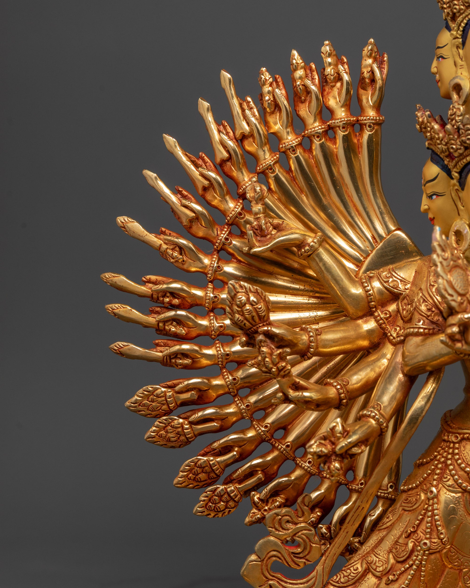 Handcrafted 1000-Armed Dukar Statue | Traditional Buddhist Artwork