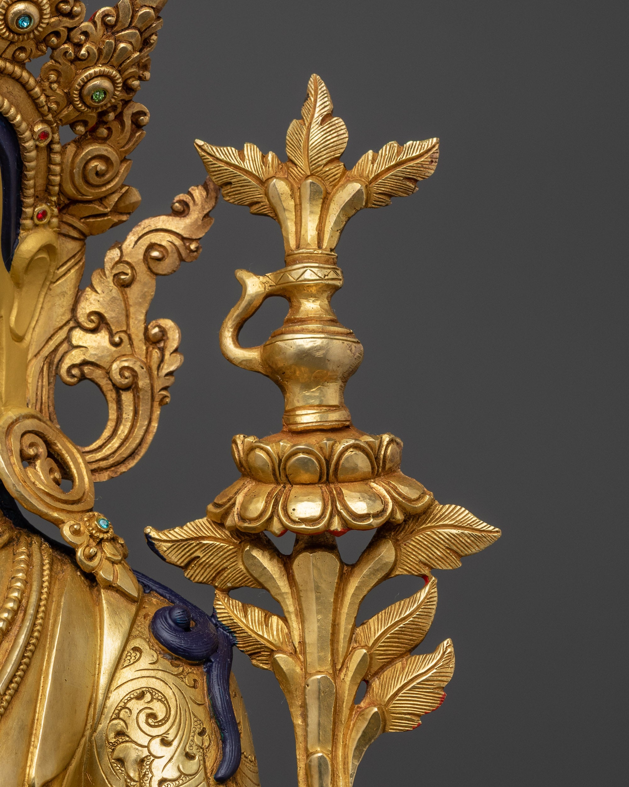 Maitreya Buddha Statue | Himalayan Artwork with 24K Gold-Gilded Face