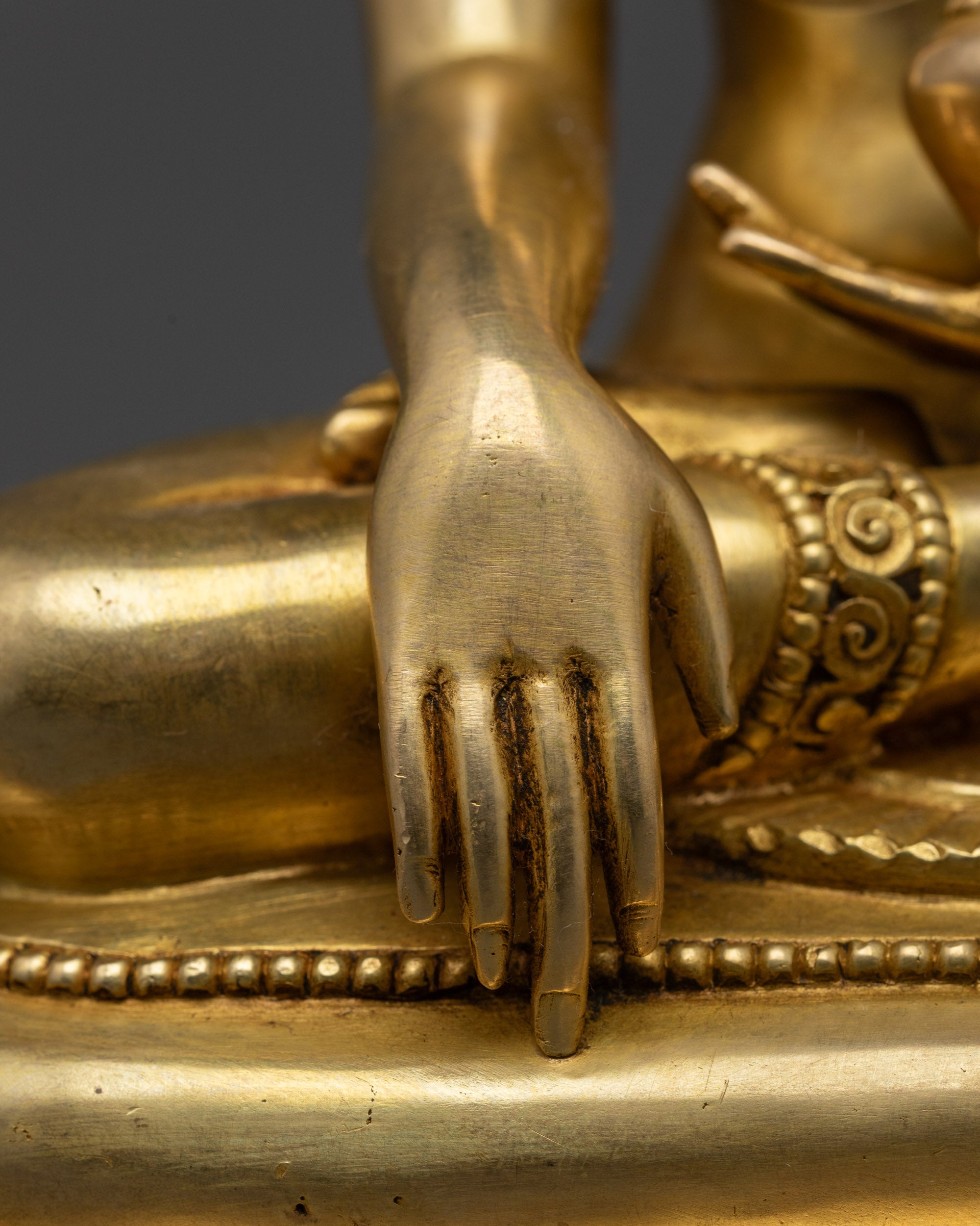 Sacred Gold Fire-Gilded Shakyamuni Buddha Sculpture | Spiritual Art