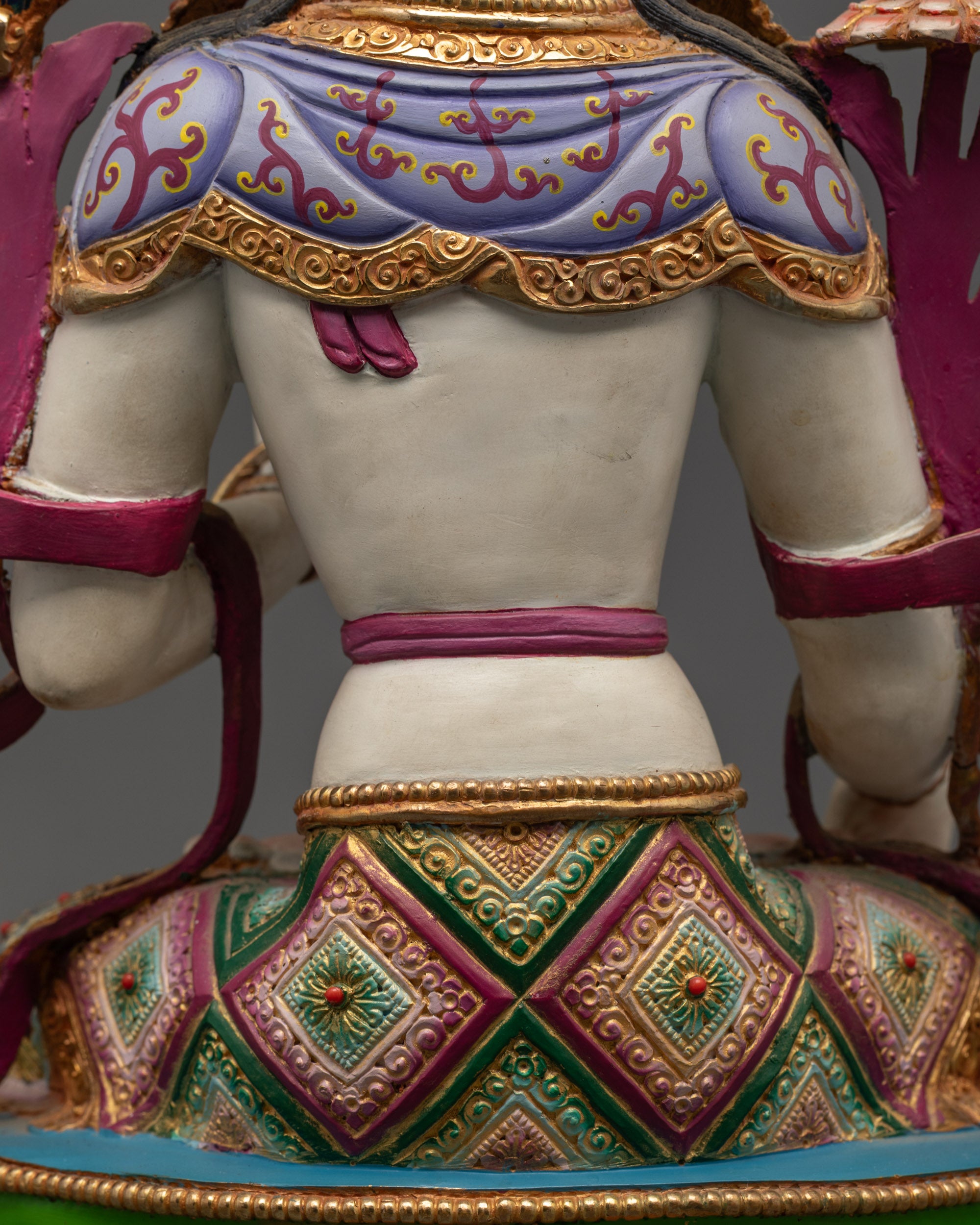 Beautifully Colored Tibetan Healing White Tara Statue
