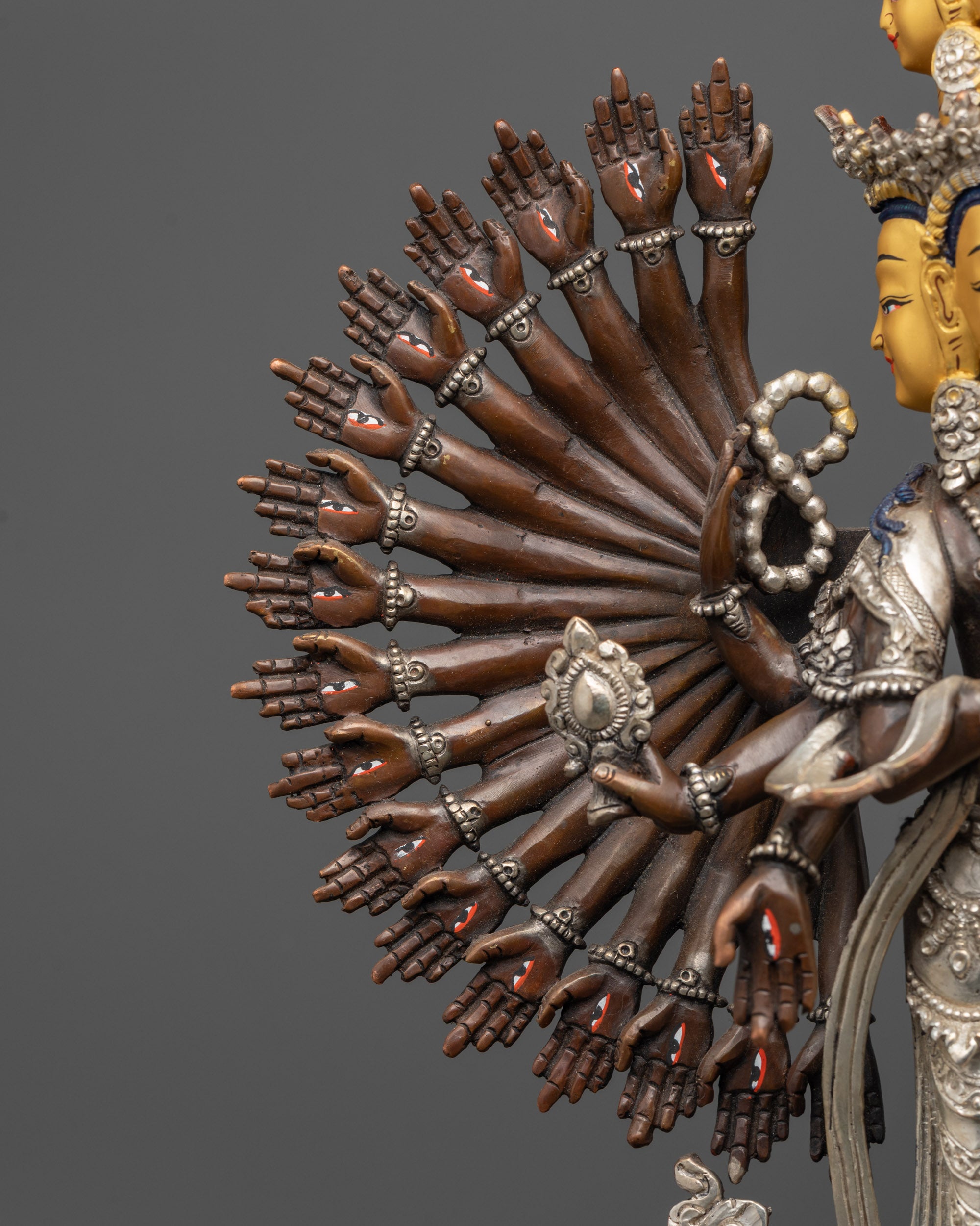 Oxidized 1000 Armed Chenrezig Statue | Spiritual Sculpture from Nepal