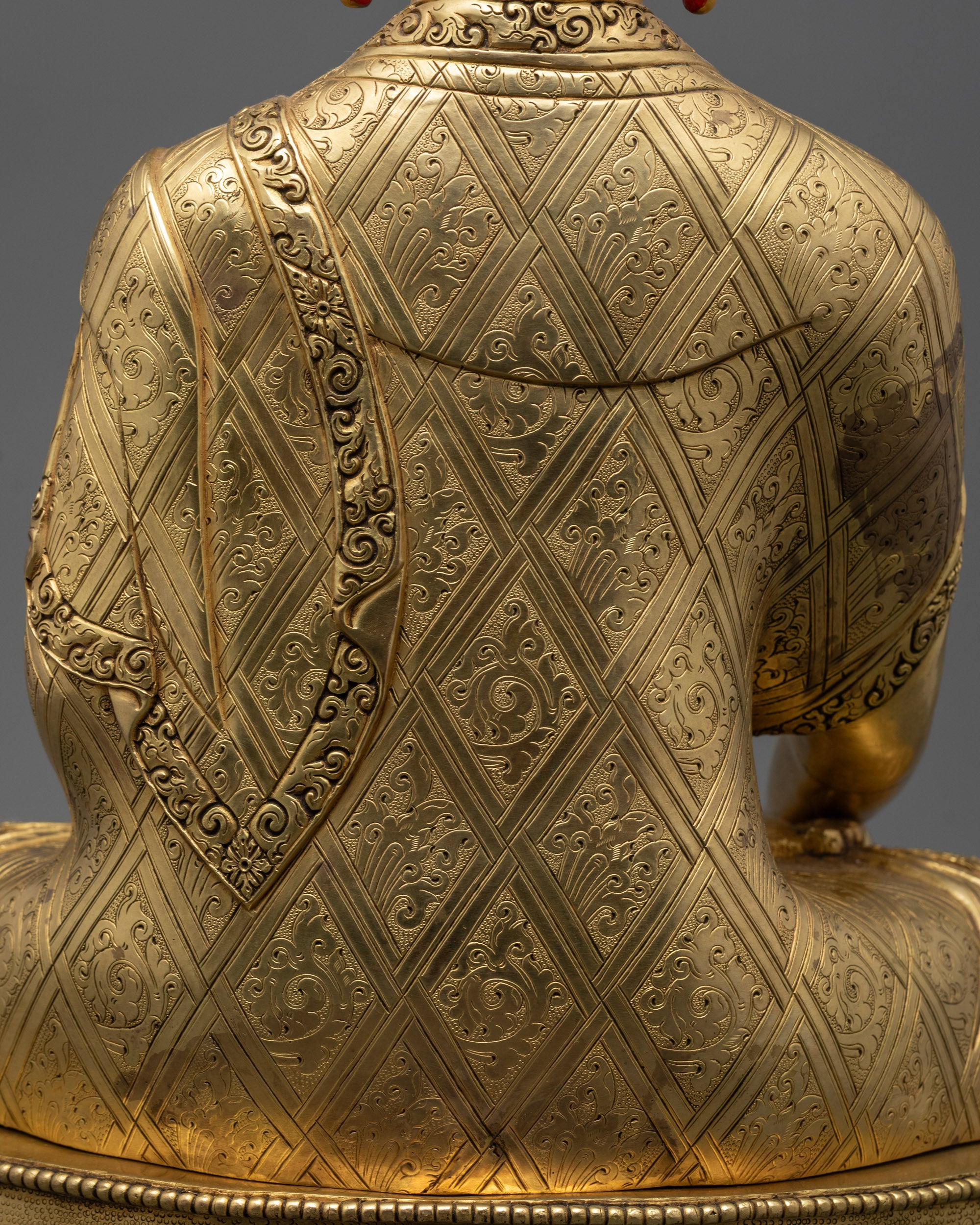 24K Fire Gold Gilded Buddha Shakyamuni Statue | Buddhist Artwork