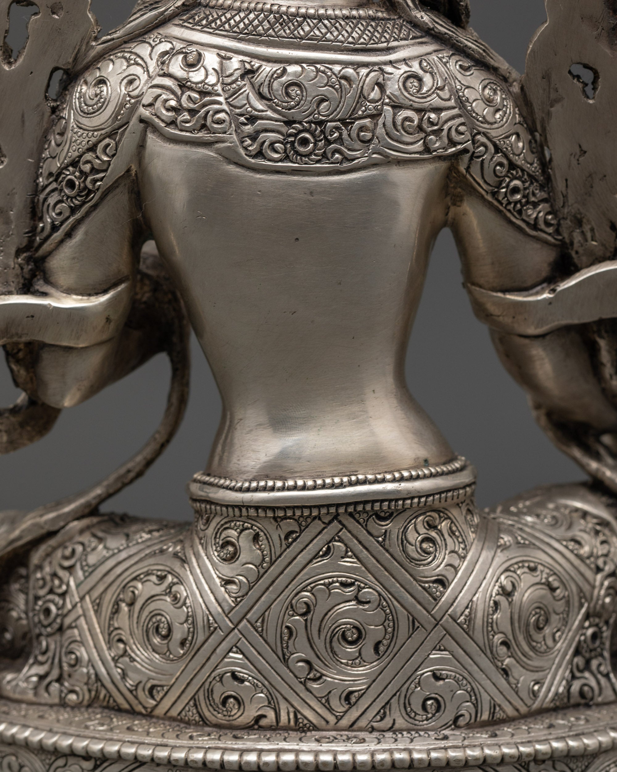 Nepal Handmade Silver-Plated Green Tara Statue