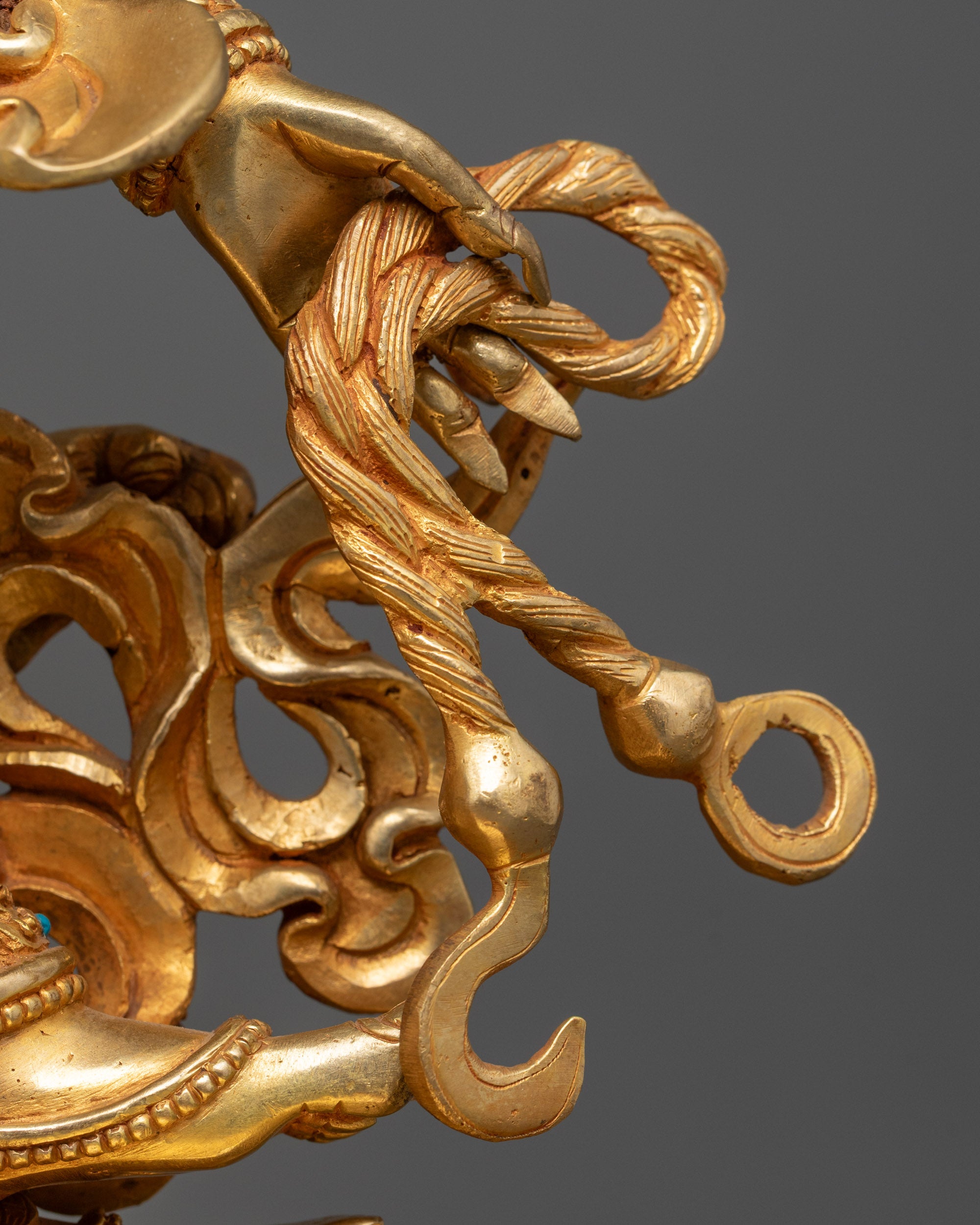 Six Armed Mahakala Sculpture | Hand-Carved Buddhist Wrathful Deity