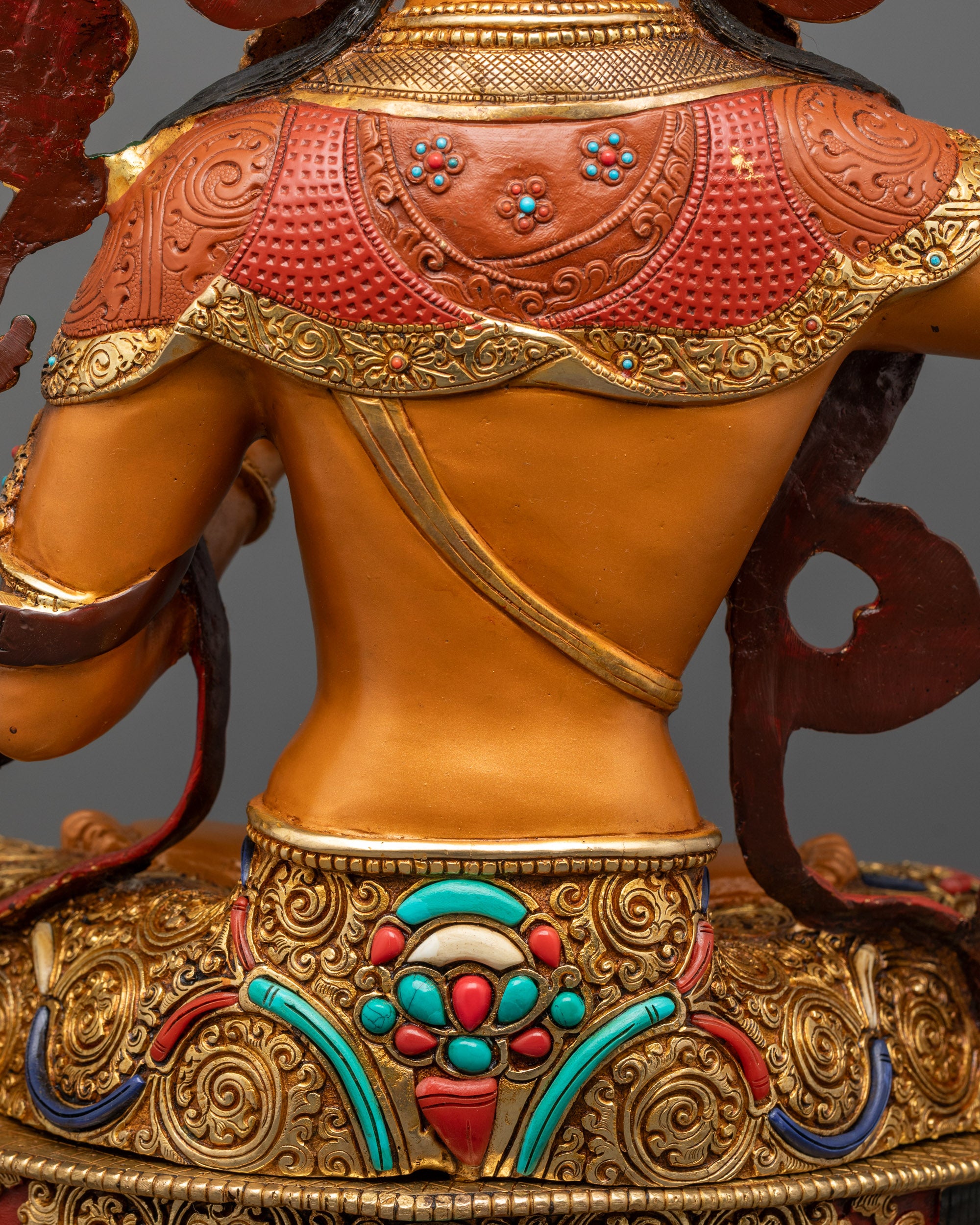 Coloured Manjushri Statue | Handcrafted Nepalese Bodhisattva Sculpture