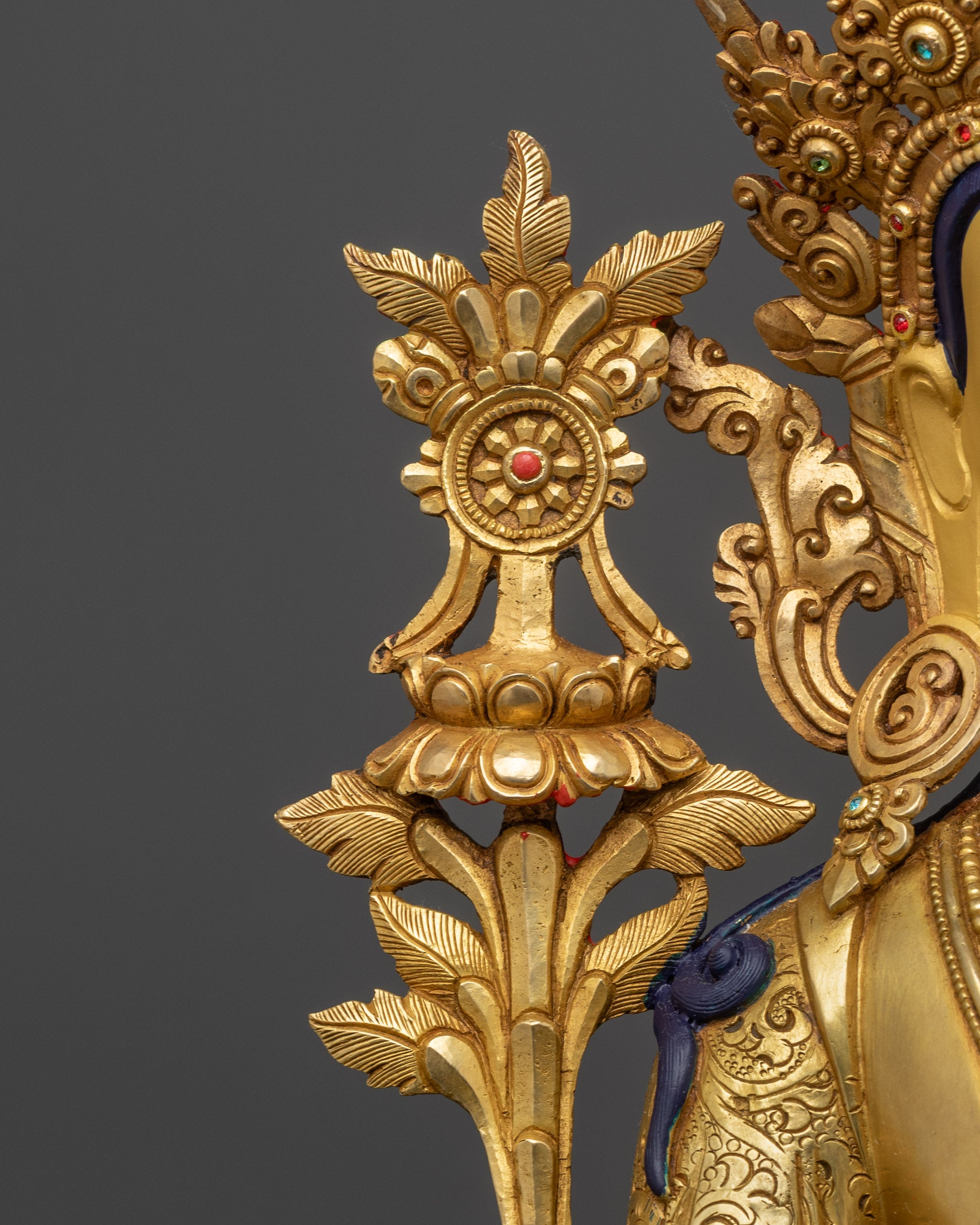 Maitreya Buddha Statue | Himalayan Artwork with 24K Gold-Gilded Face