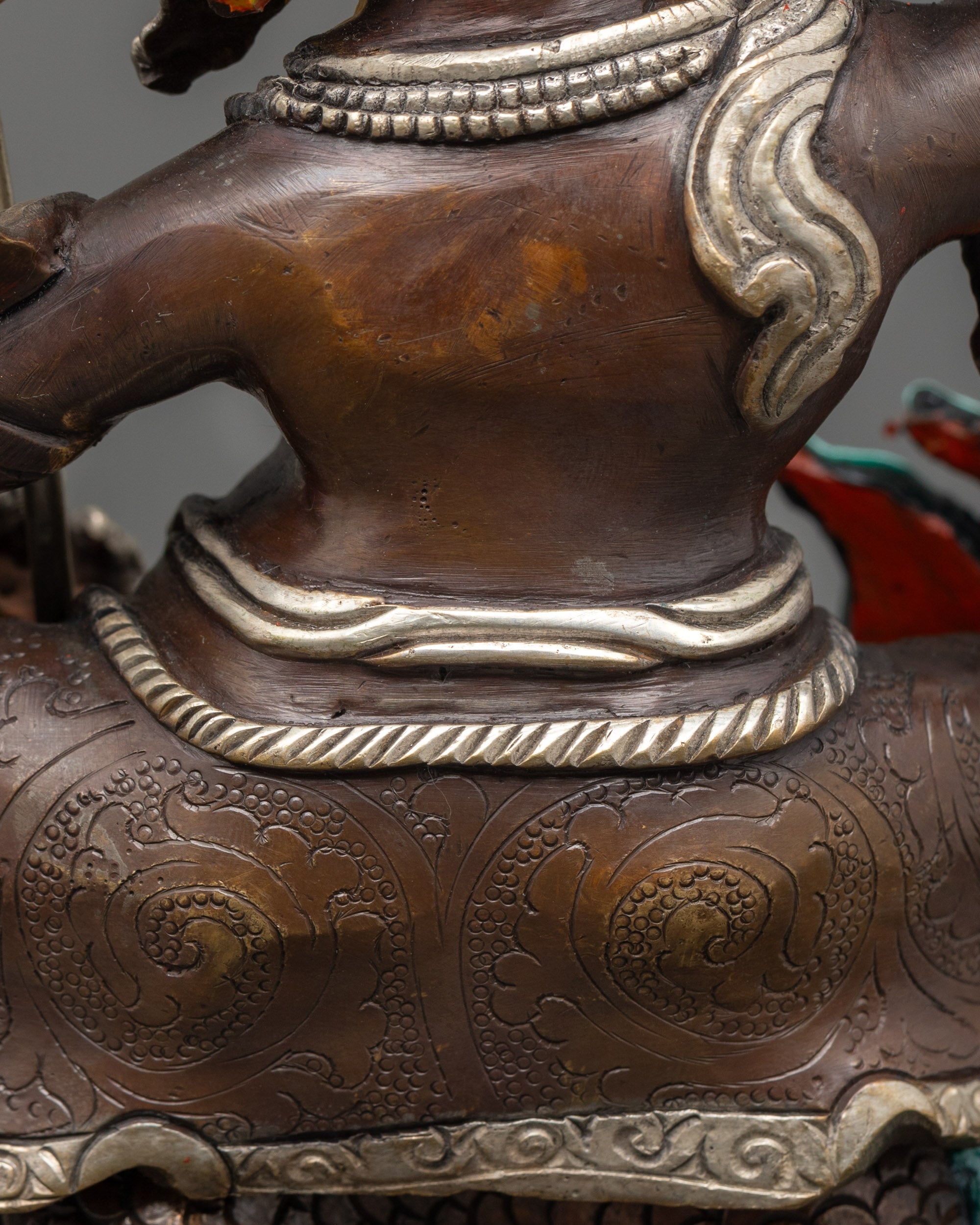 Hand-Finished White Dzambhala Statue | Authentic Oxidized Copper Craft