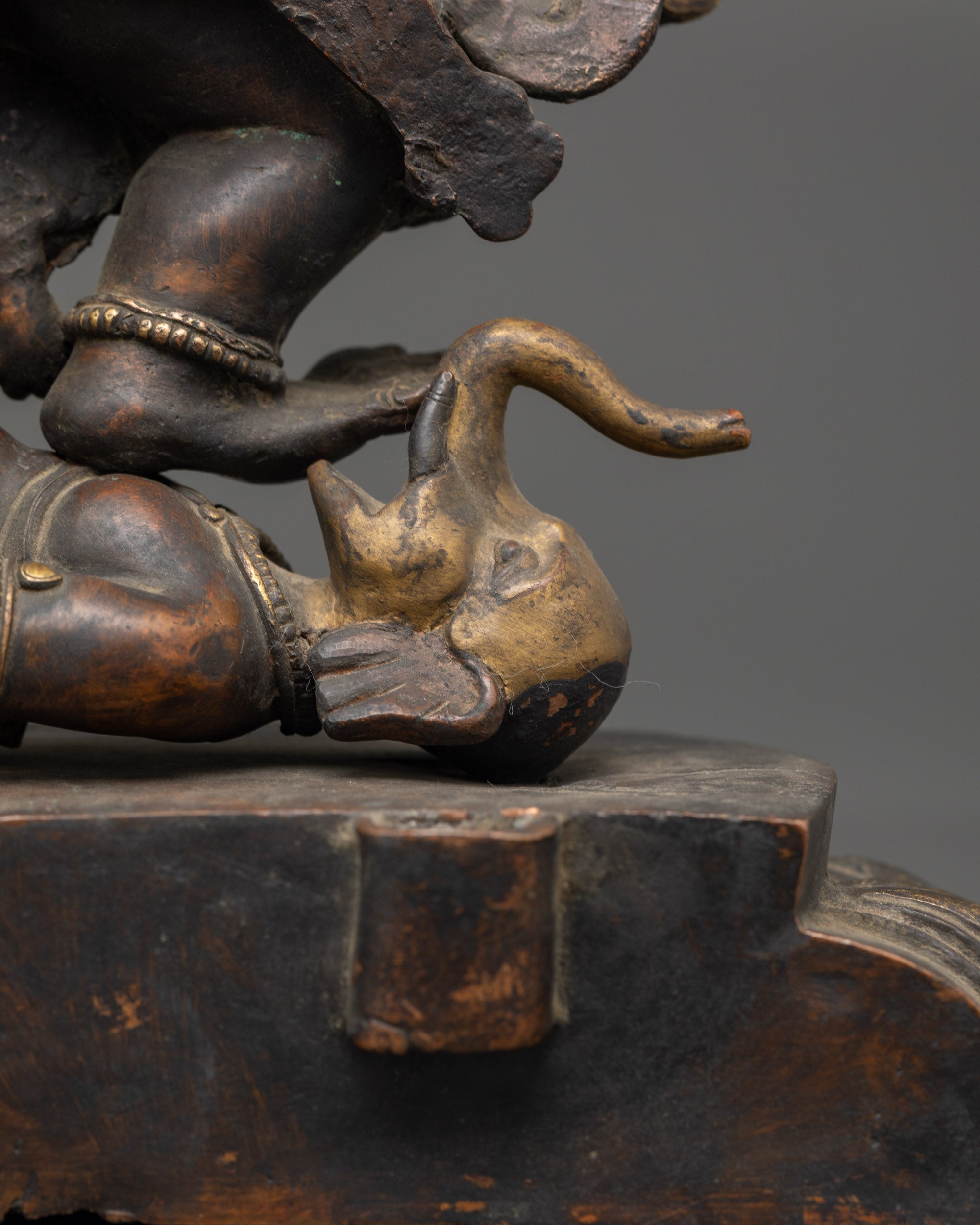Antique Mahakala Statue | Sacred Six Armed Protector Deity Sculpture