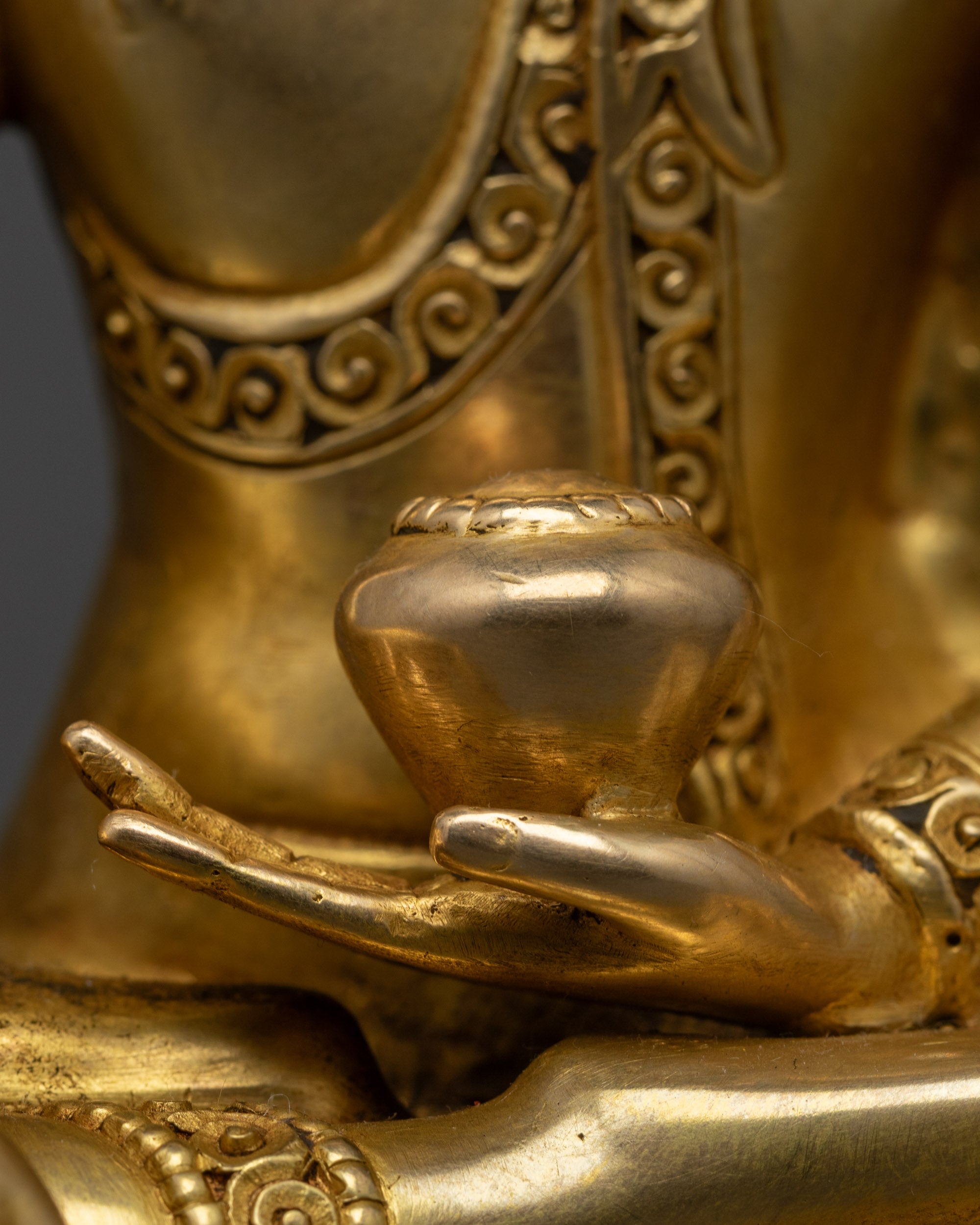 Sacred Gold Fire-Gilded Shakyamuni Buddha Sculpture | Spiritual Art