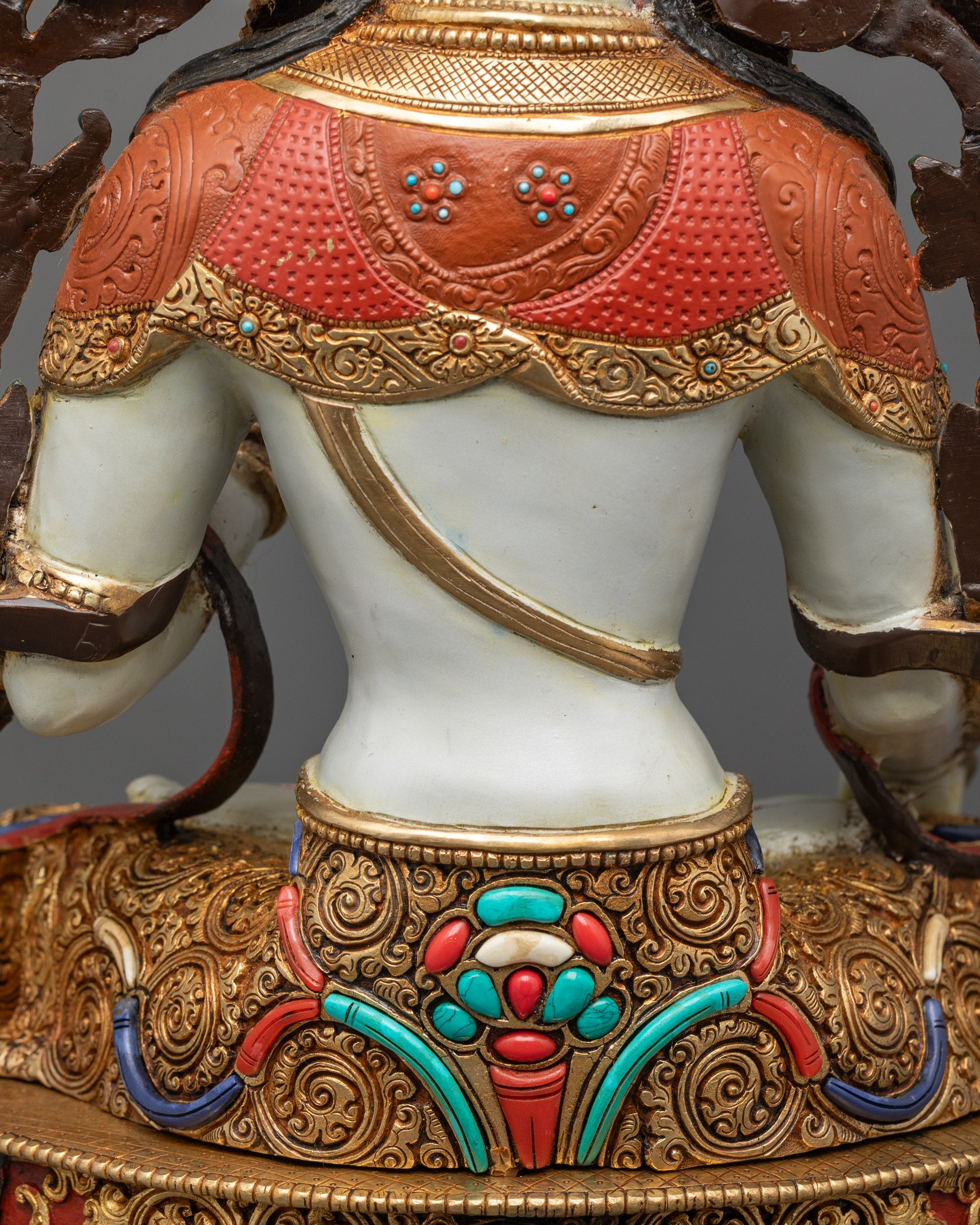 Nepalese Coloured White Tara Statue | Traditional Sacred Sculpture