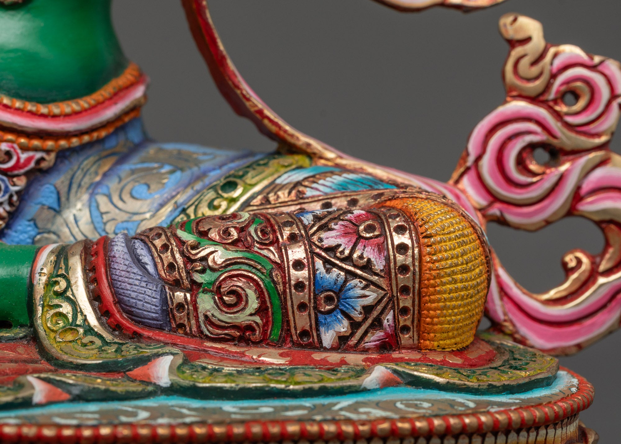 Coloured Green Tara Statue | Peaceful Nepalese Meditation Sculpture