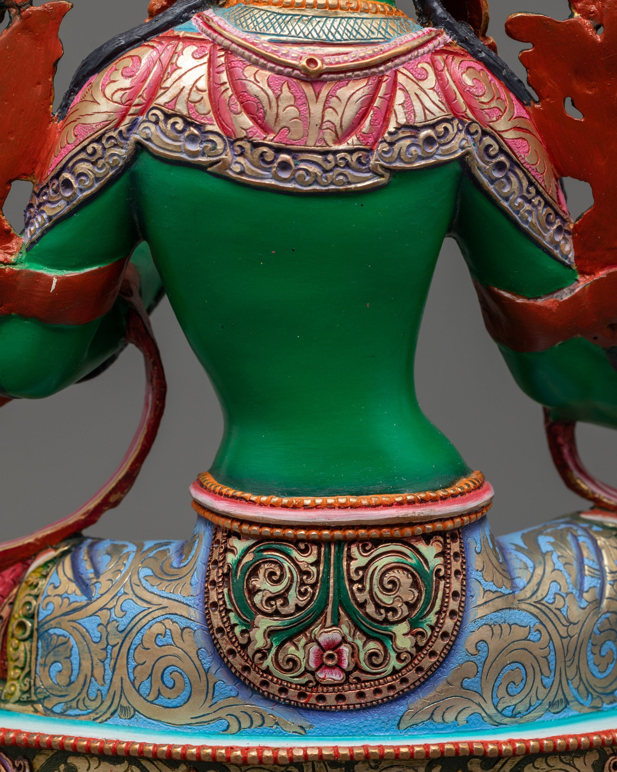 Coloured Green Tara Statue | Peaceful Nepalese Meditation Sculpture