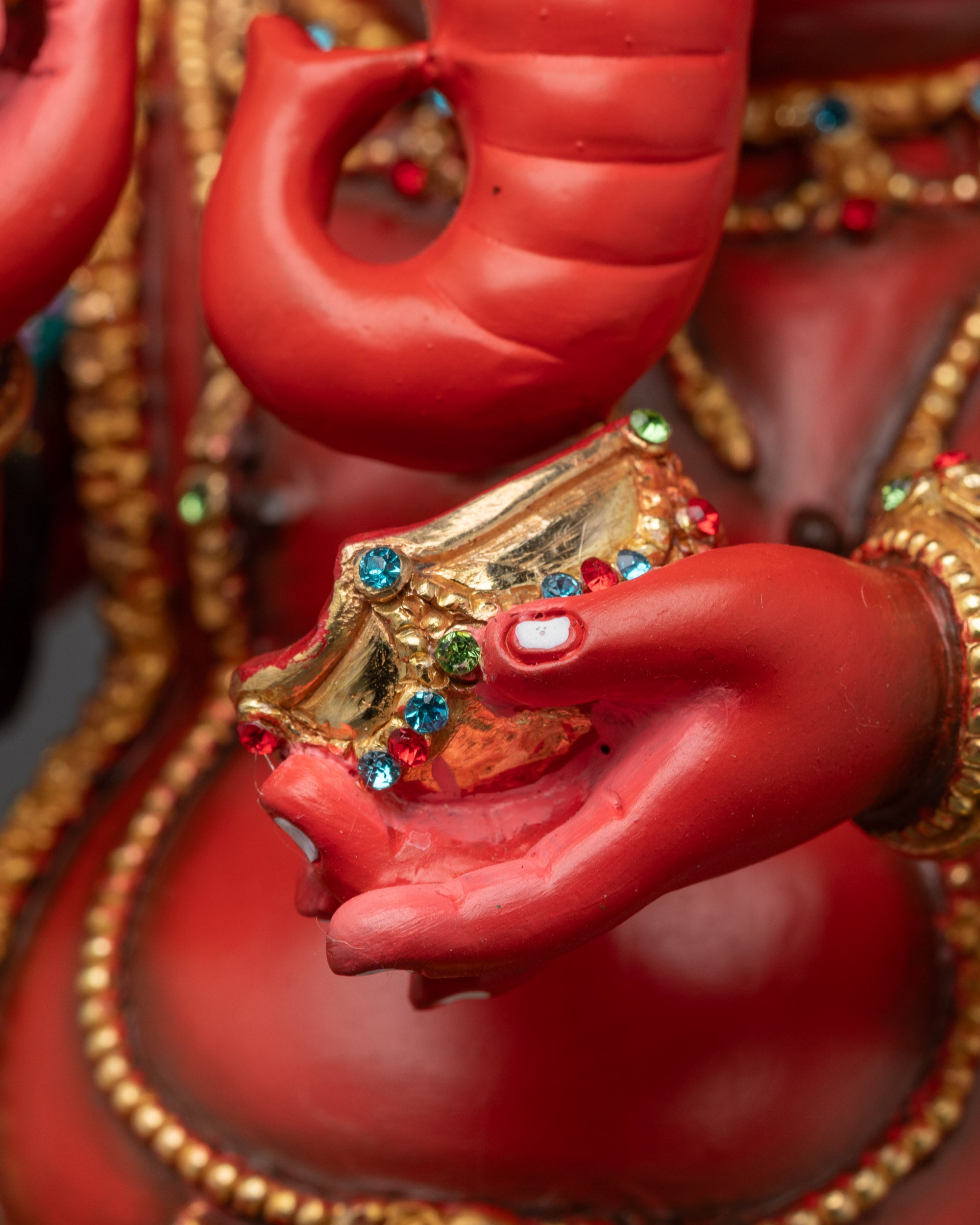 Premium Standing Rakta Ganesh Statue | Himalayan Nepalese Sacred Art