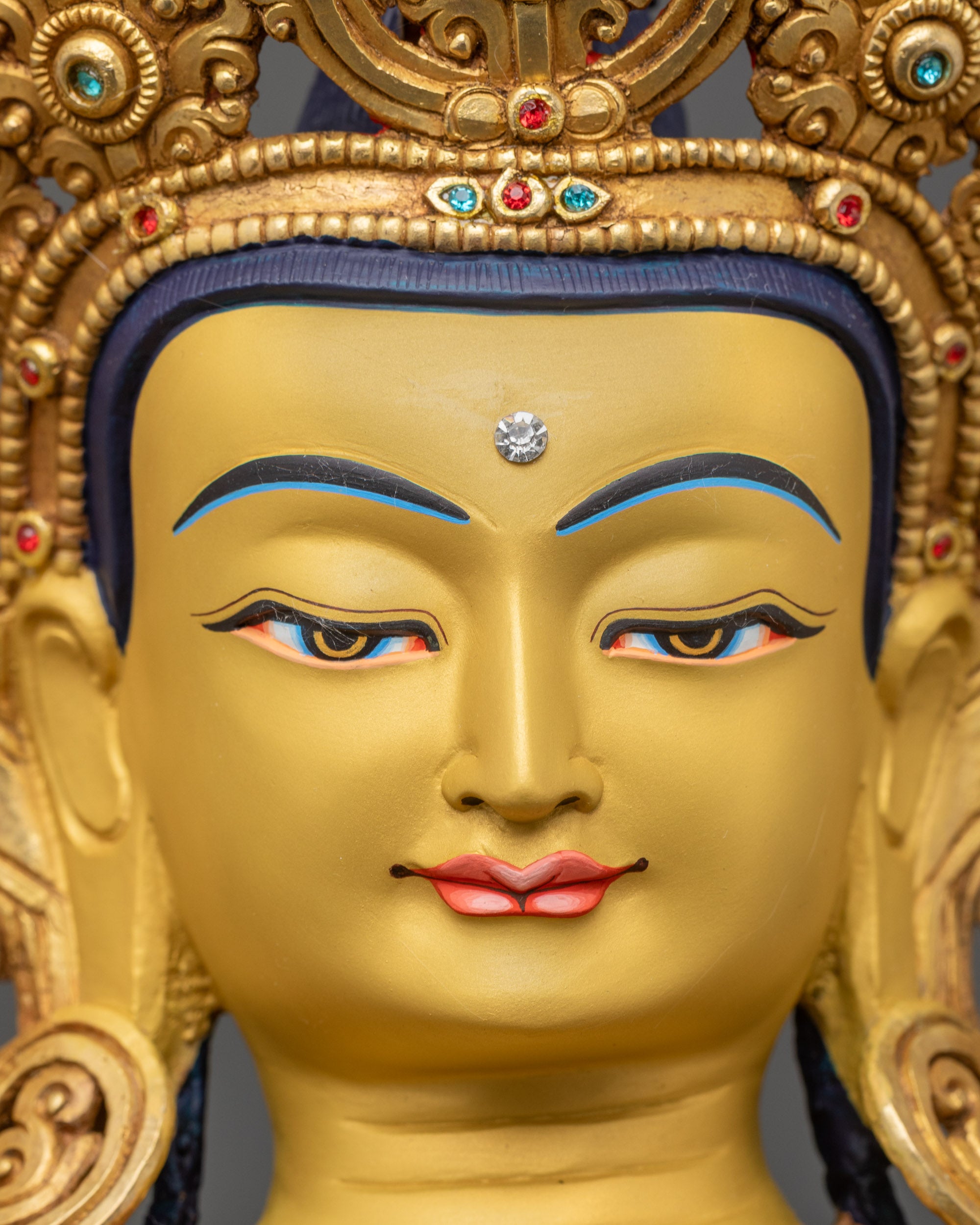 Maitreya Buddha Statue | Himalayan Artwork with 24K Gold-Gilded Face