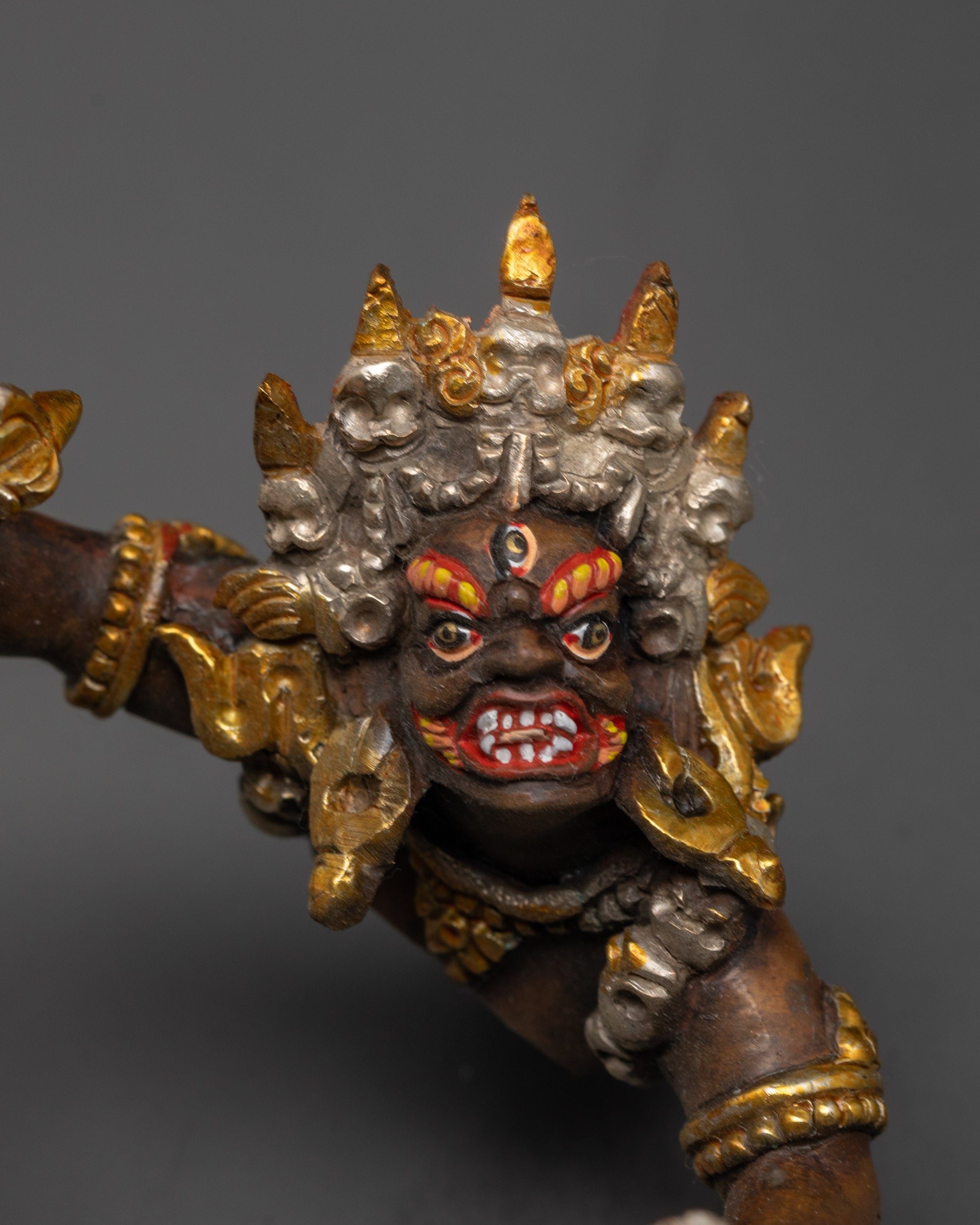 Oxidized Yamantaka Statue | Tibetan Buddhist Wrathful Deity Sculpture