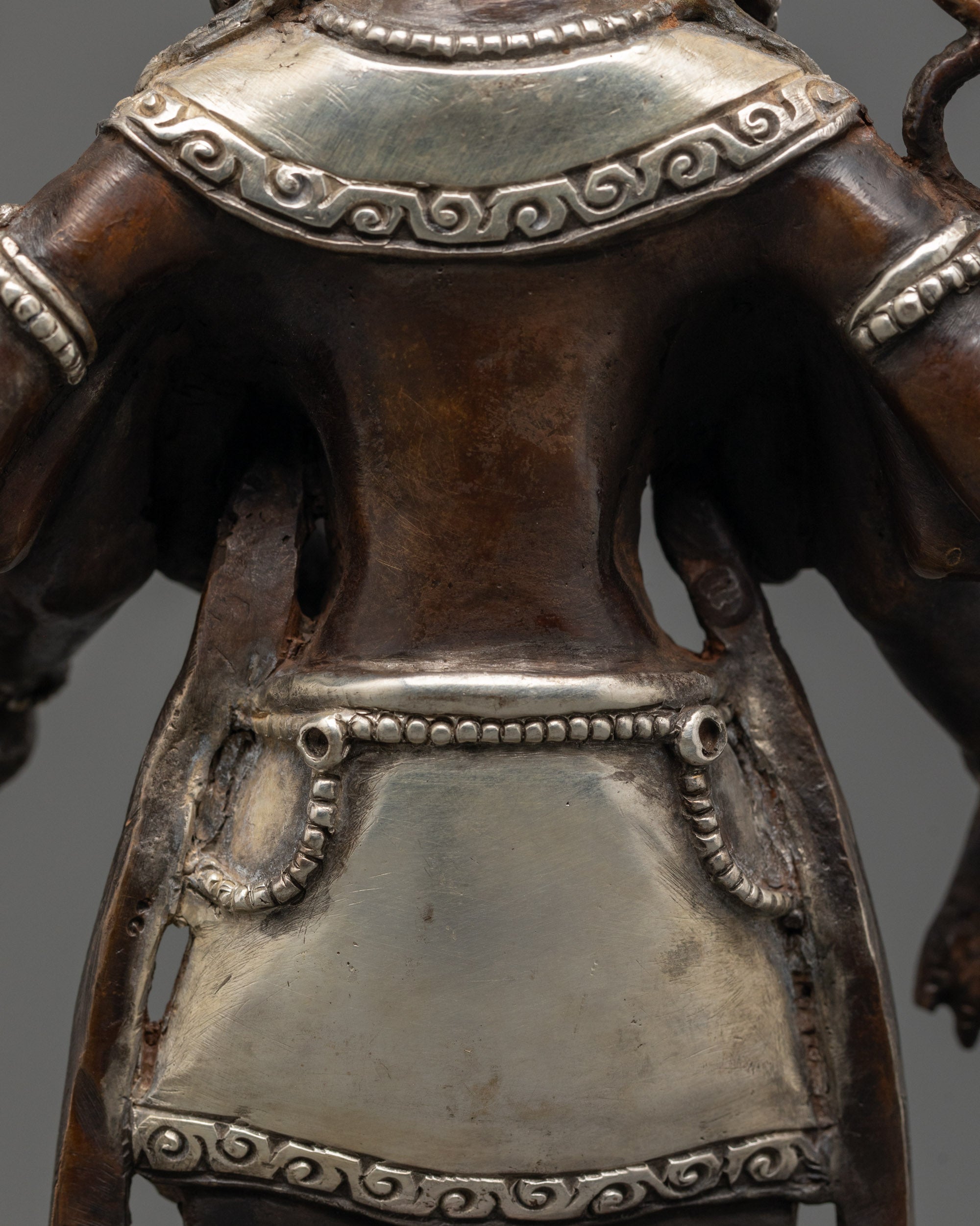 Oxidized Copper Lokeshwor Statue with Silver Plating