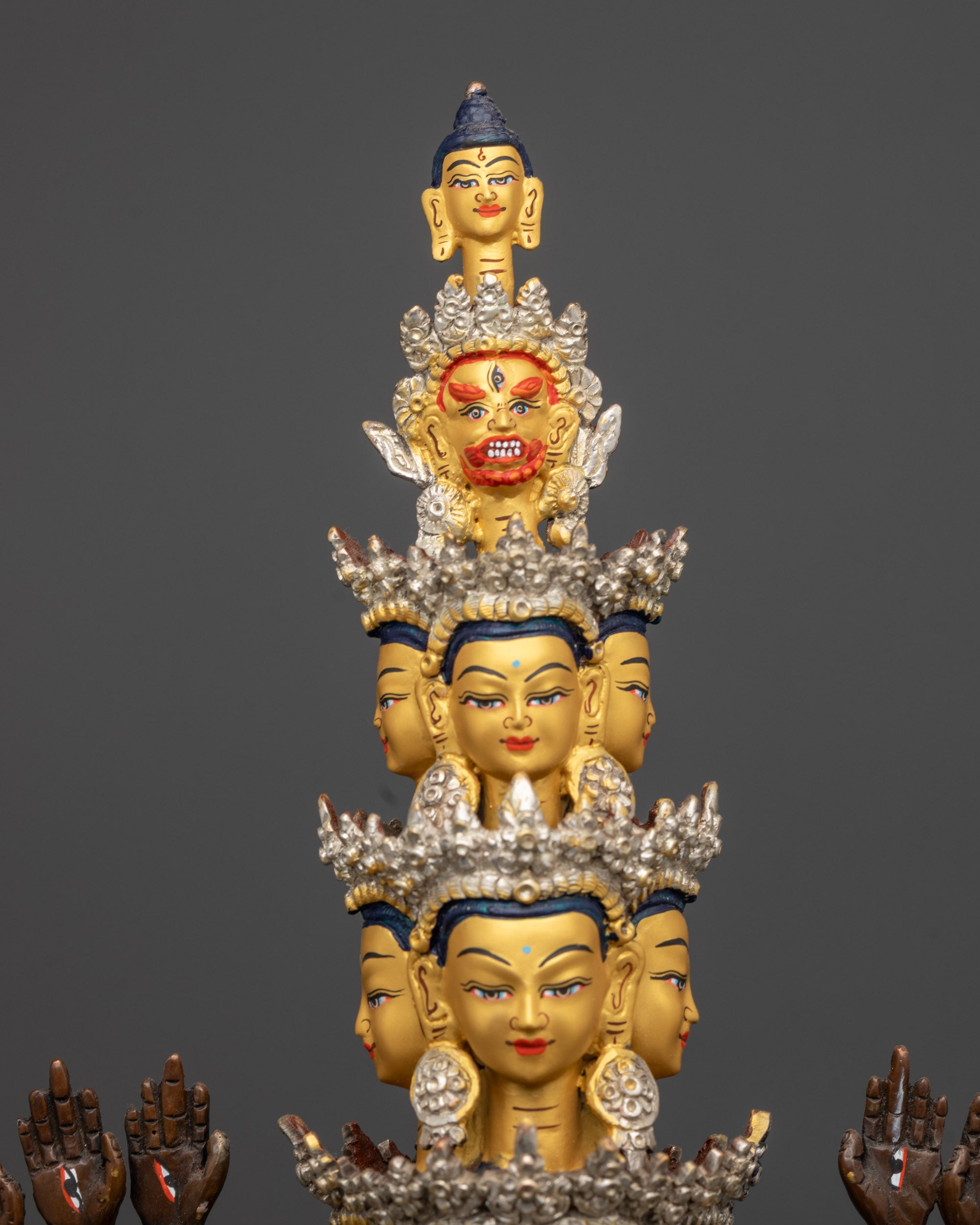 Oxidized 1000 Armed Chenrezig Statue | Spiritual Sculpture from Nepal