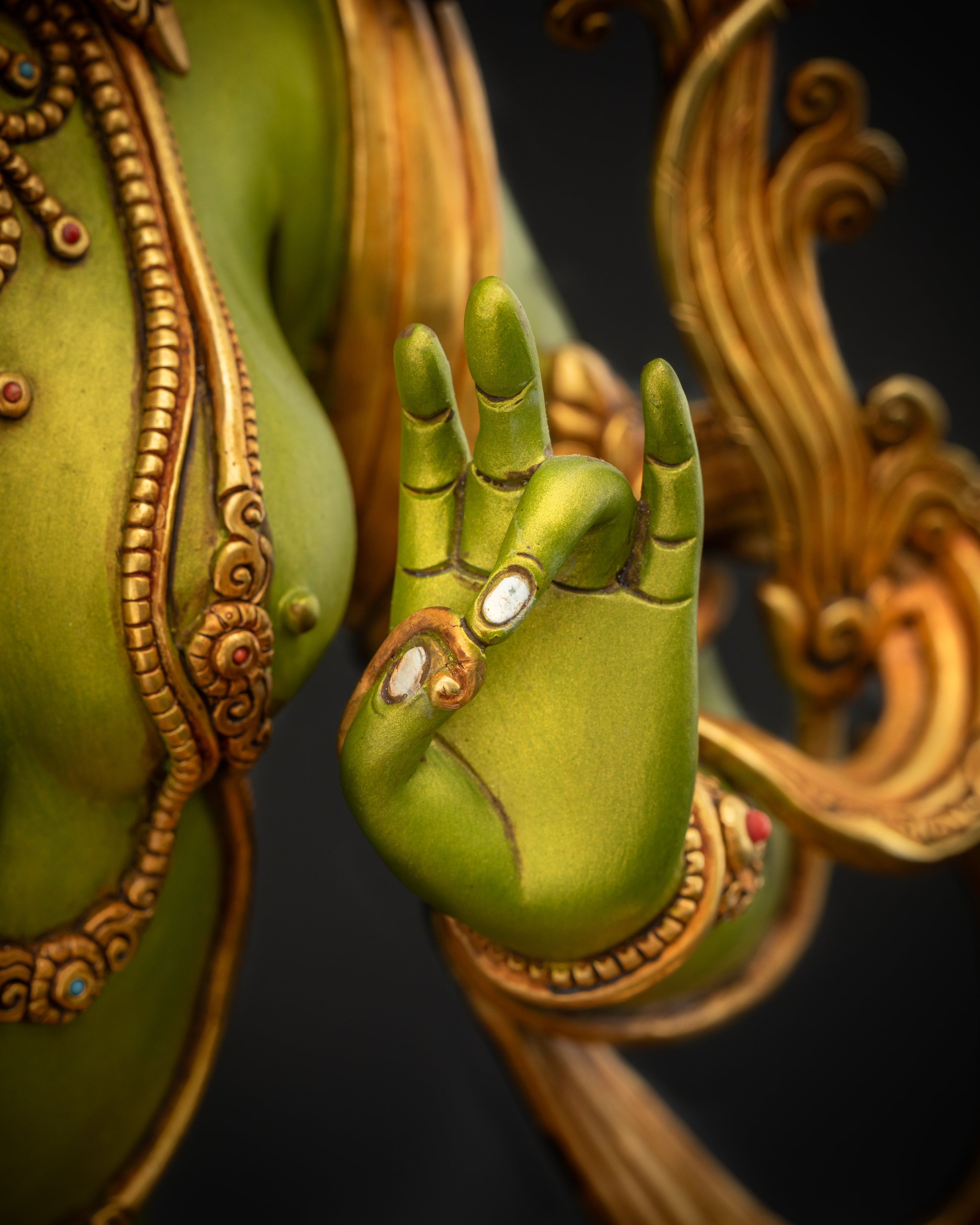 Handcrafted Green Tara Statue | Protector Deity for Personal Shrine