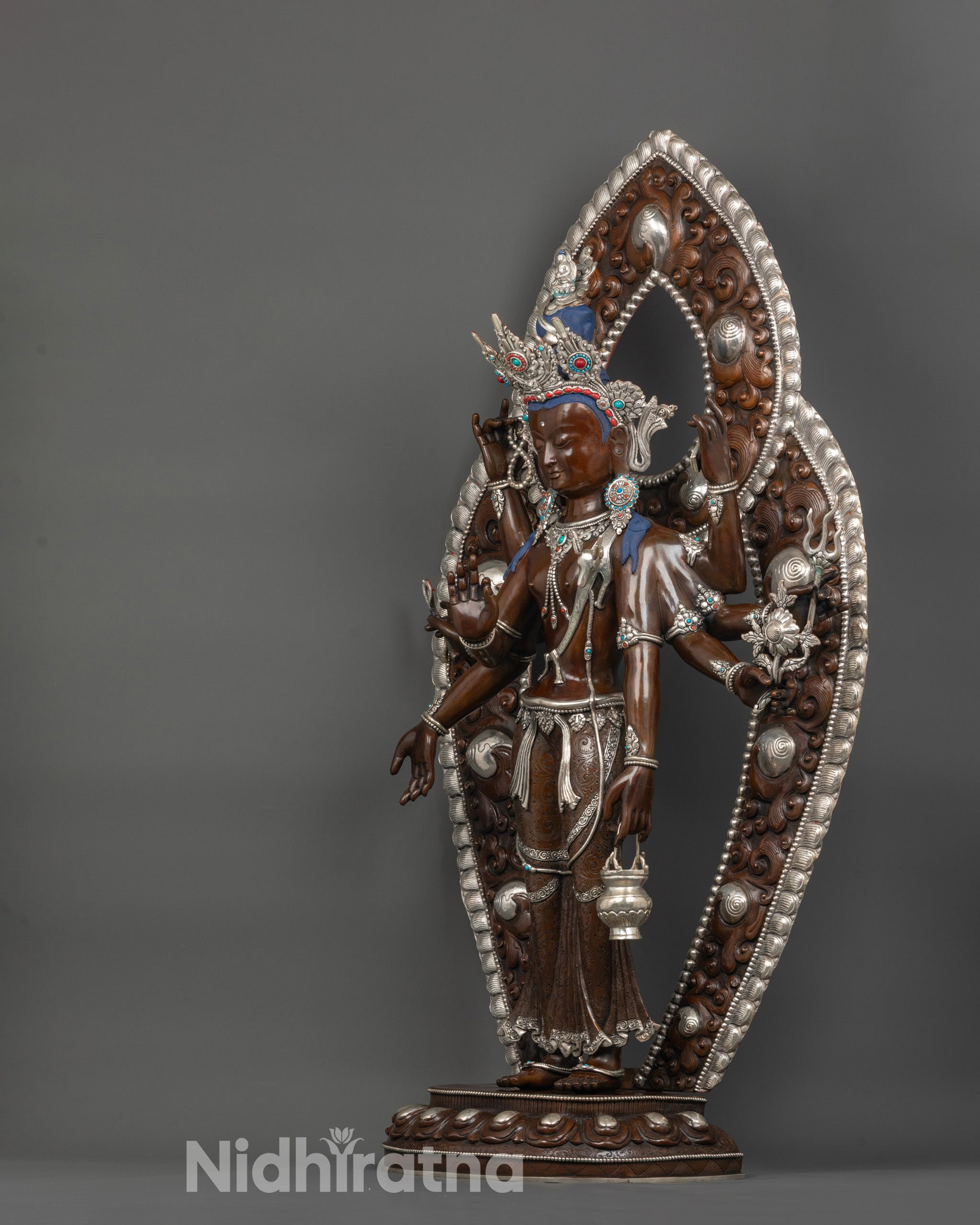 Oxidized Amoghapasa Lokeshvara Statue | Timeless Nepalese Artwork